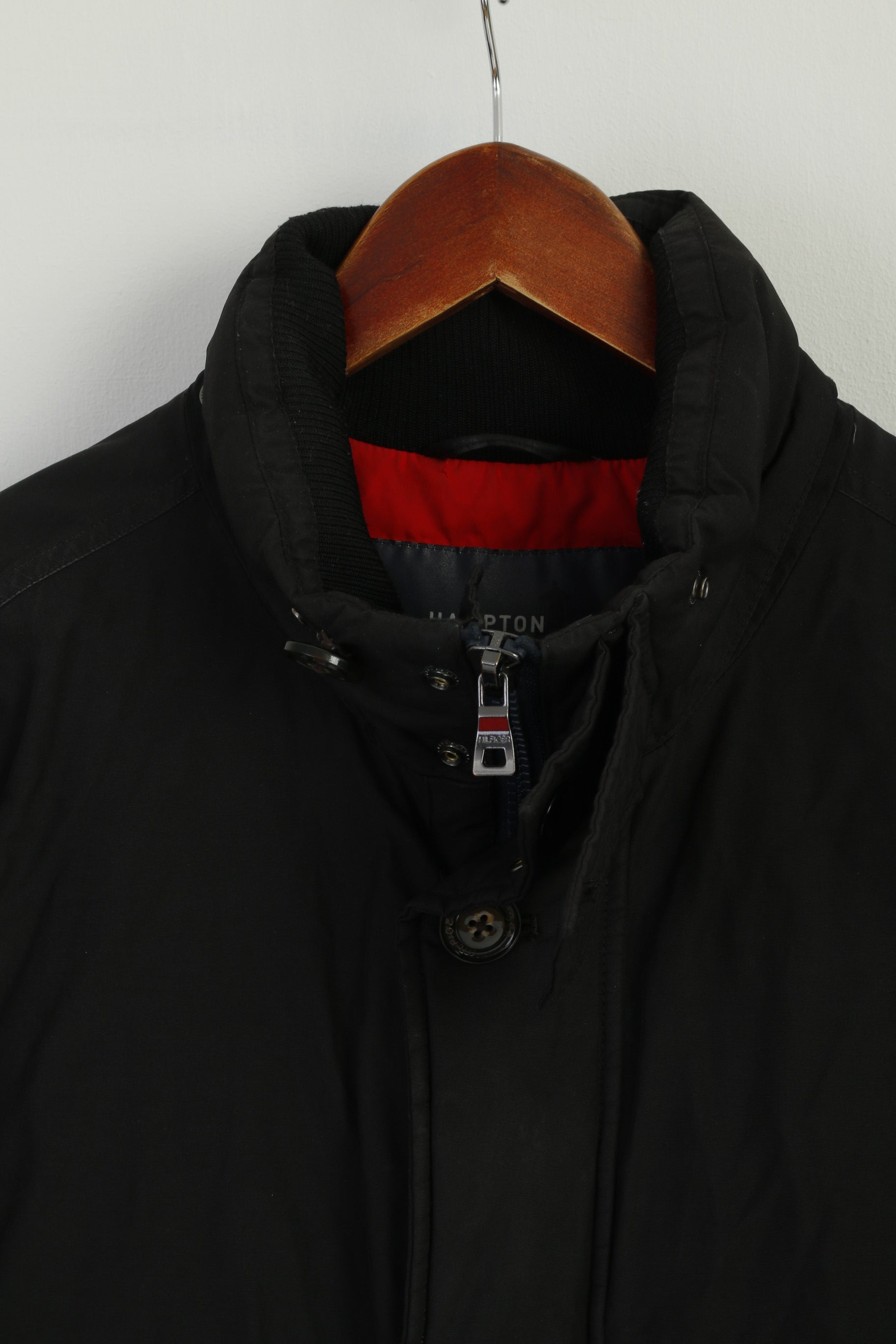 Tommy Hilfiger Men L Jacket Black Hampton Bomber Full Zipper Padded Classic Top