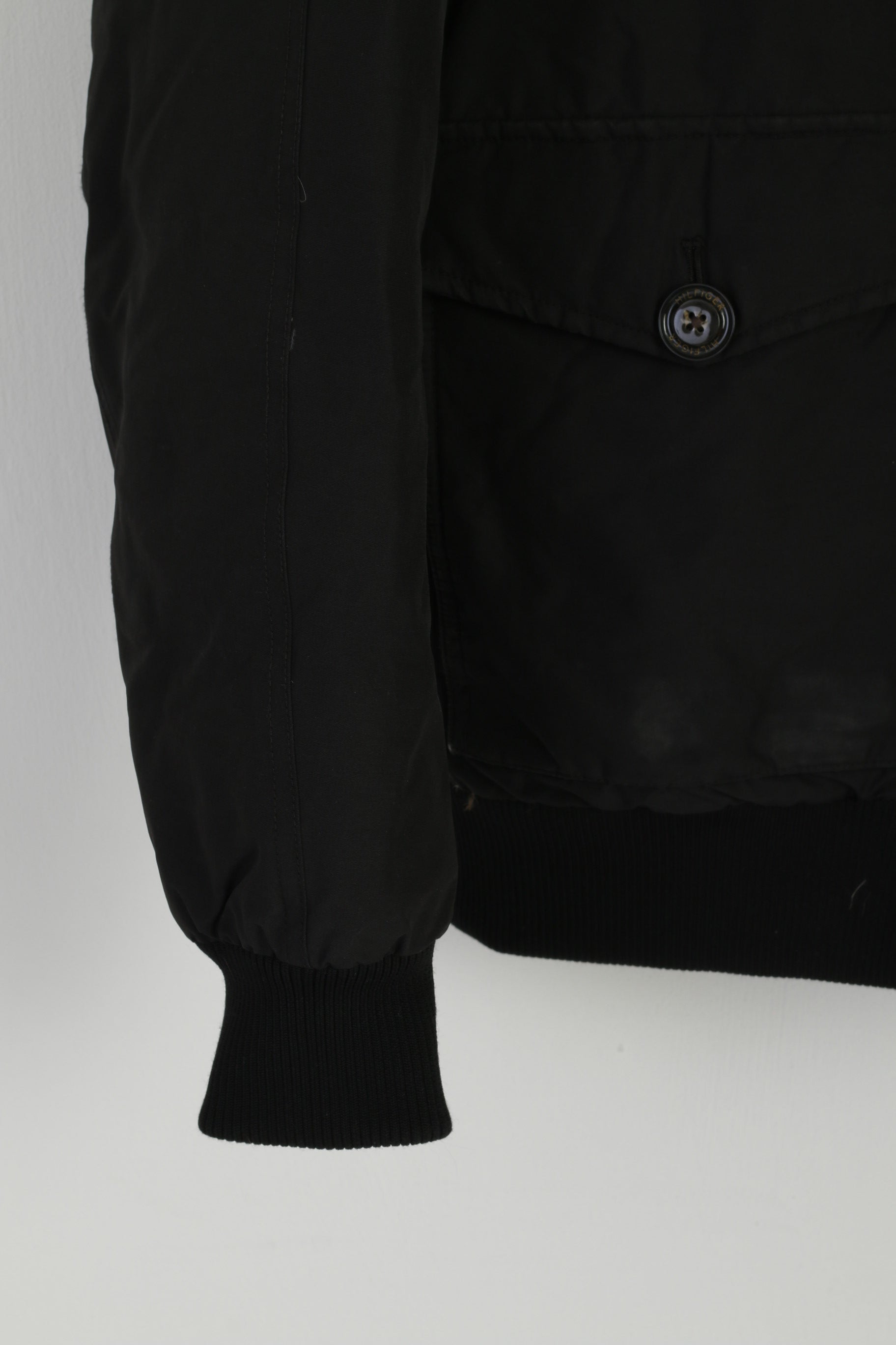 Tommy Hilfiger Men L Jacket Black Hampton Bomber Full Zipper Padded Classic Top