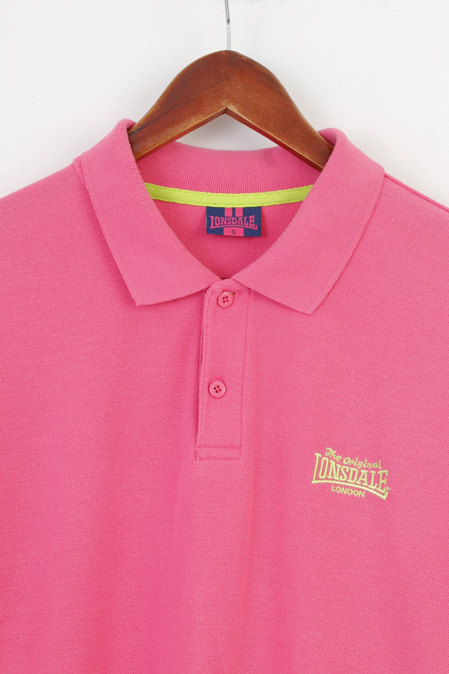 Lonsdale Men S Polo Shirt Pink Cotton Collar Short Sleeve Top