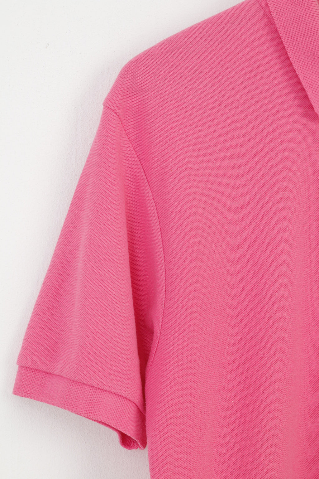 Lonsdale Men S Polo Shirt Pink Cotton Collar Short Sleeve Top