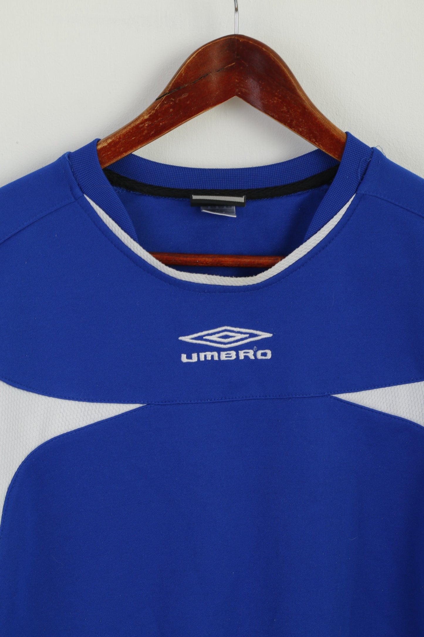 Umbro Men M Long Sleeve Shirt Blue Vintage Sportswear Football Top