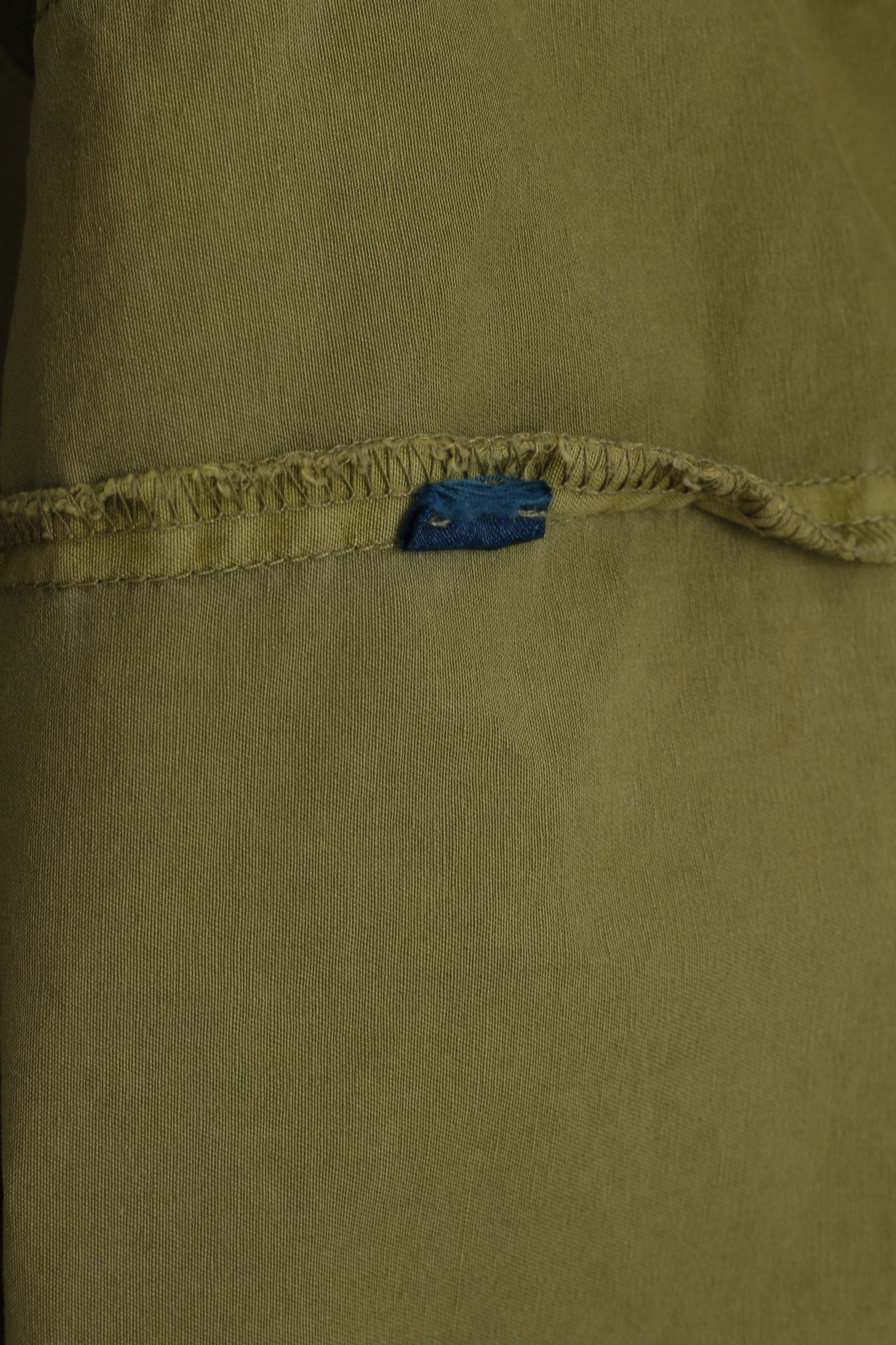 Vintage Men XL Jacket Khaki Shiny Cotton Retro Zip Up Outdoor Parka