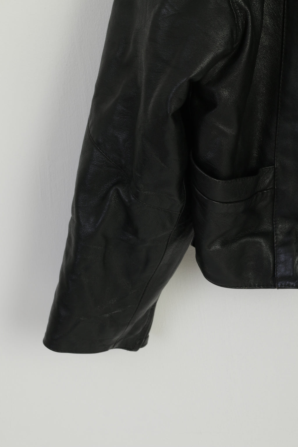 Stephano Women XL Jacket Black Leather Bomber Padded Western Vintage 90s Top