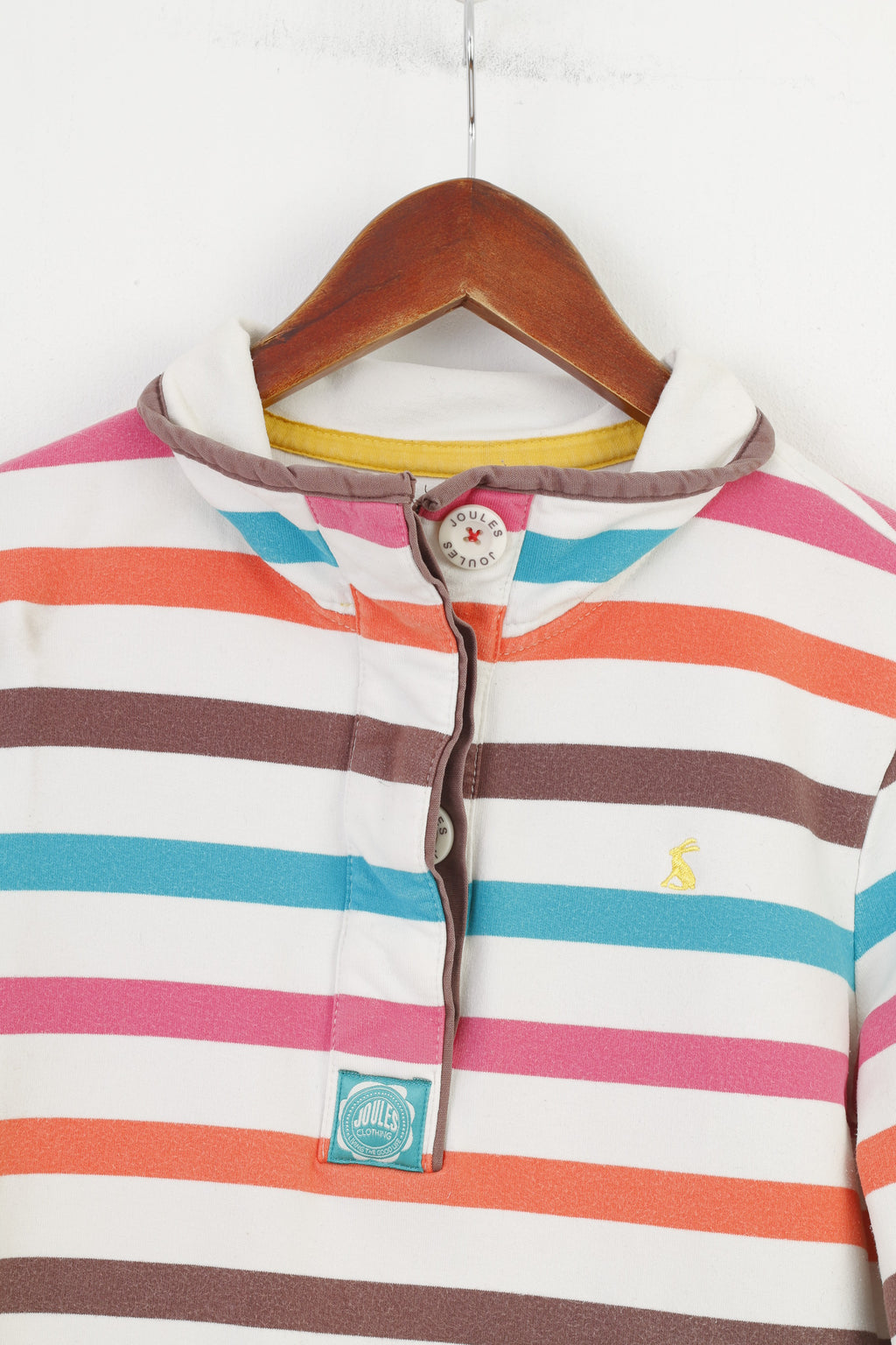 Joules Woman M Haut à manches longues rayé blanc avec col en coton