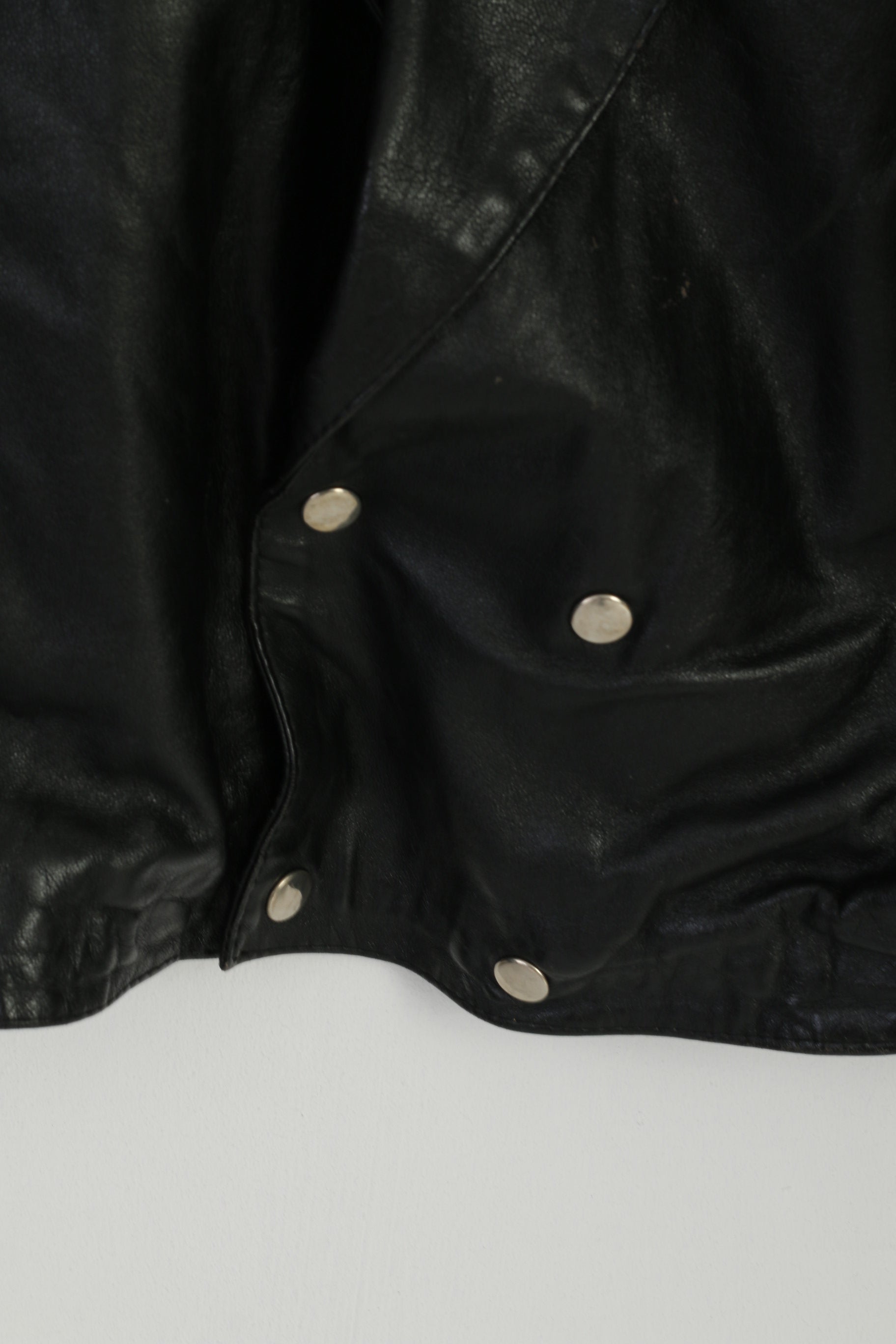 Stephano Women XL Jacket Black Leather Bomber Padded Western Vintage 90s Top