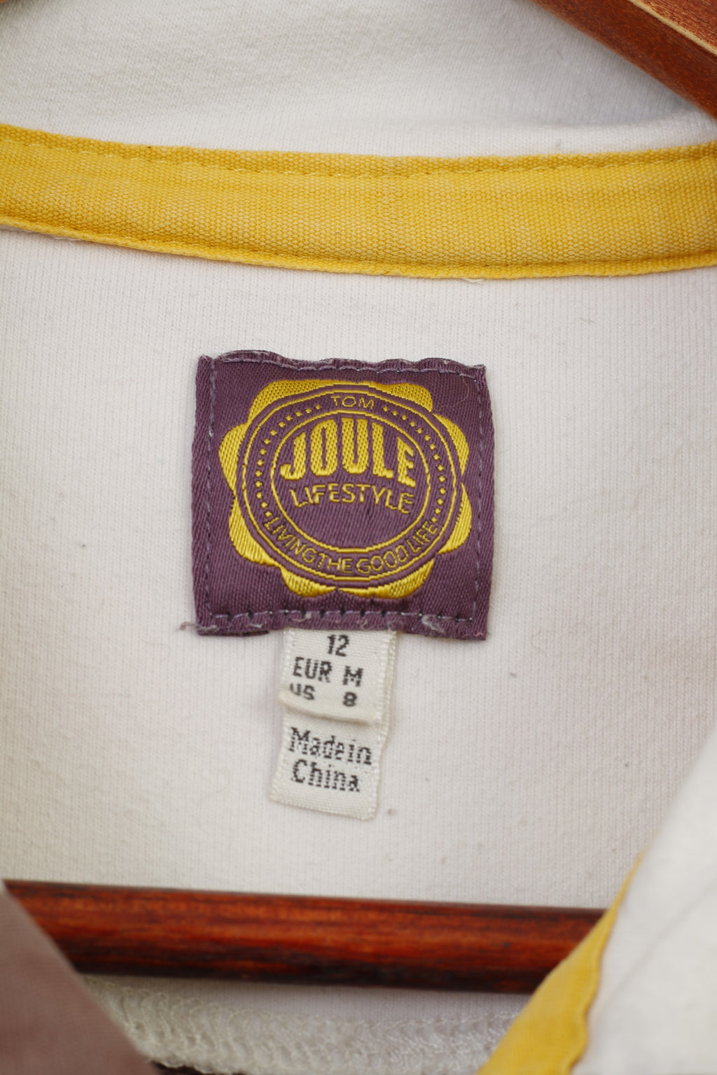 Joules Woman M Haut à manches longues rayé blanc avec col en coton