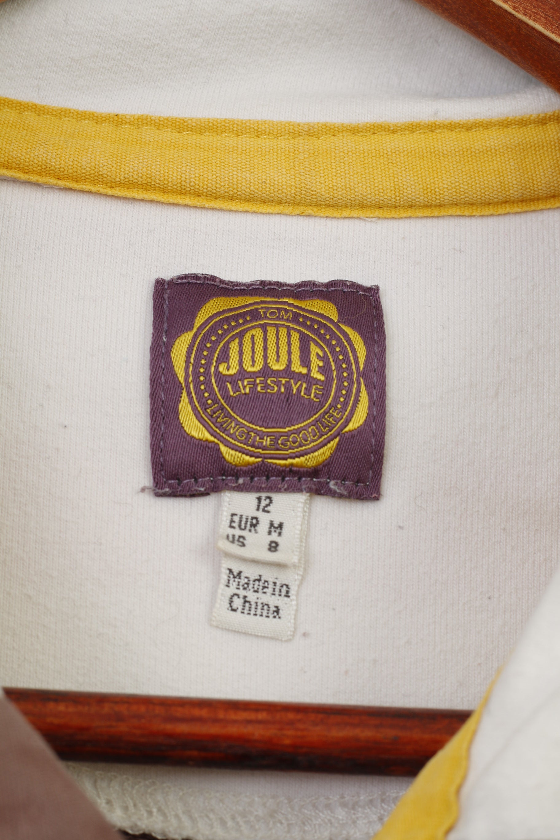 Joules Woman M Longsleeve Striped White Bottoms Collar Cotton Top