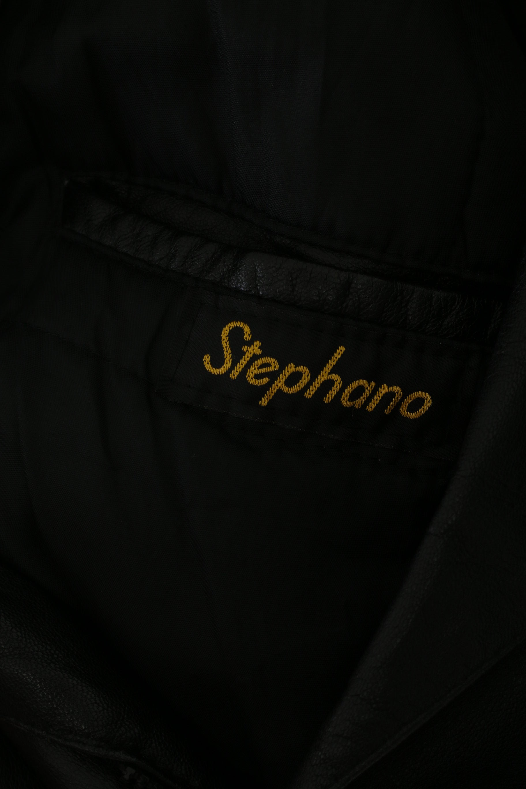 Stephano Women XL Jacket Black Leather Bomber Padded Western Vintage 90s Top