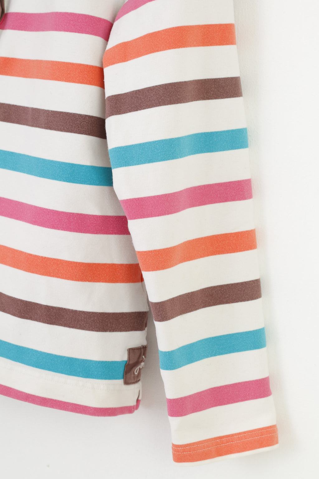 Joules Woman M Haut à manches longues rayé blanc avec col en coton