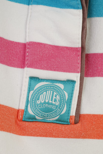 Joules Donna M Top in cotone con colletto a maniche lunghe a righe bianche