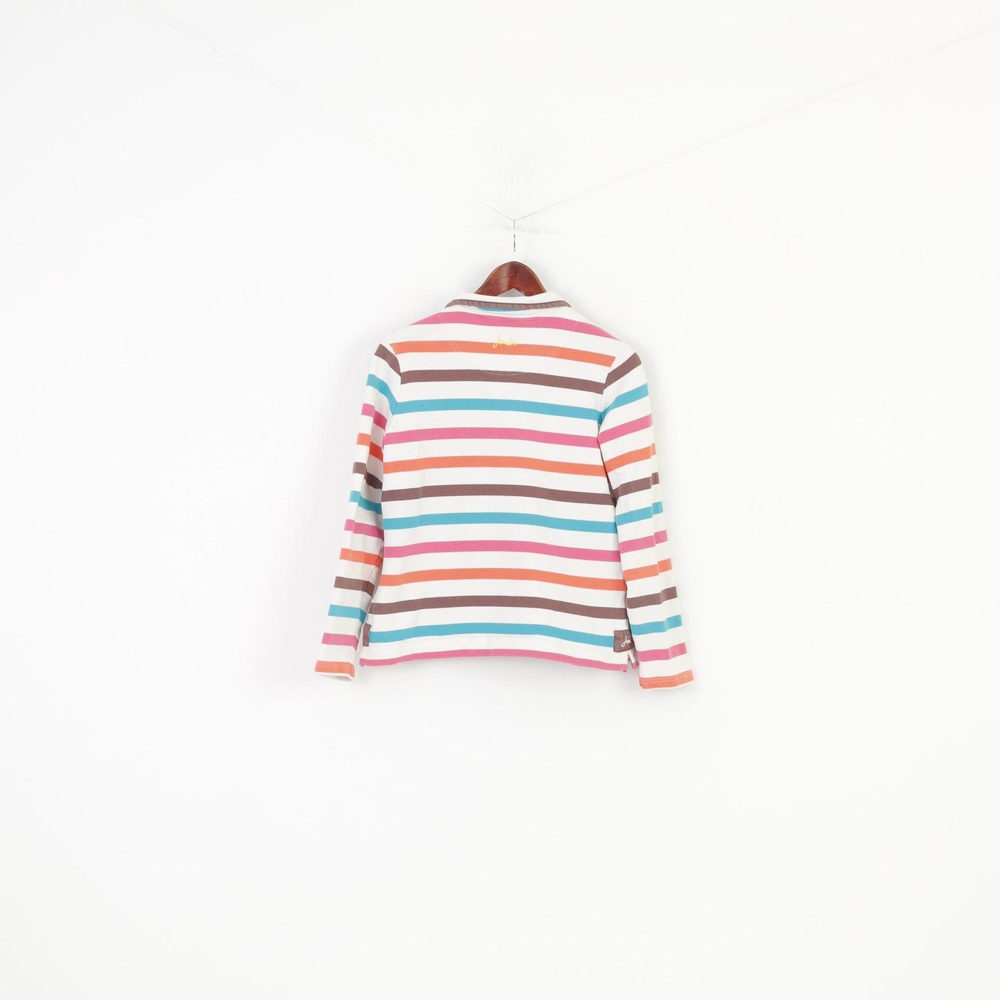 Joules Woman M Longsleeve Striped White Bottoms Collar Cotton Top