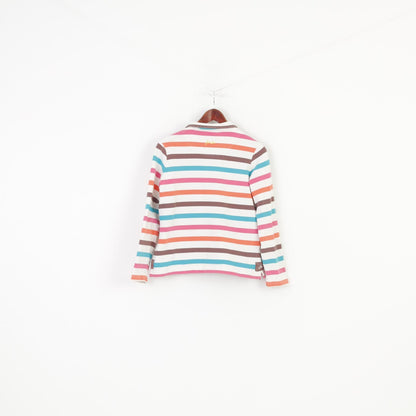 Joules Woman M Longsleeve Striped White Bottoms Collar Cotton Top