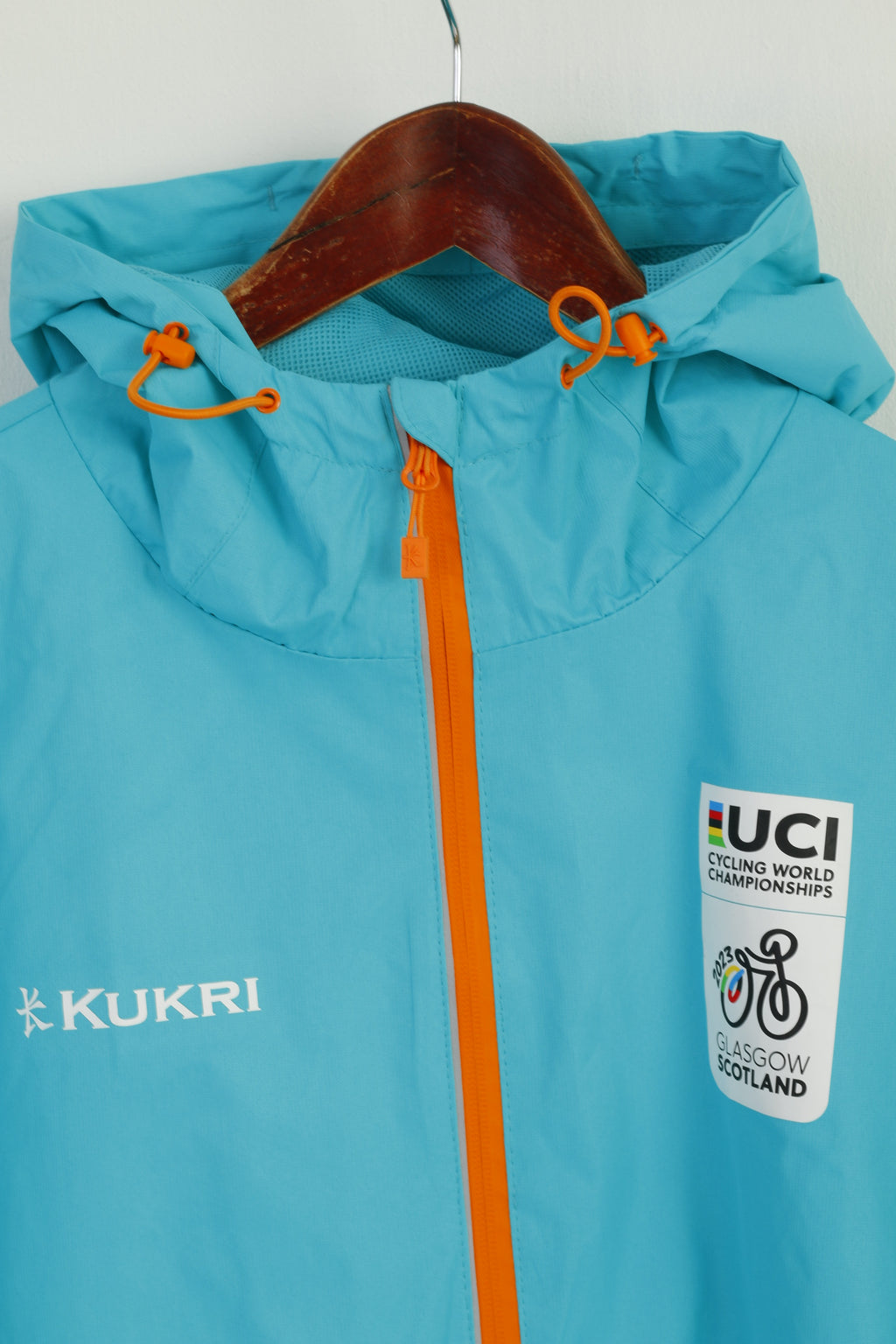 Kukri Women M Jacket Turquoise Glasgow Scotland Cycling UCI 2023 Hooded Top