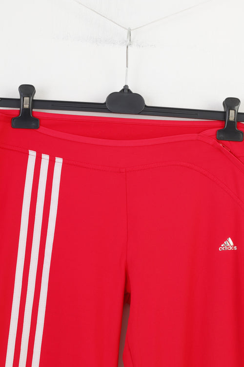 Adidas Woman 42 16 Trousers Red 3Stripes Zipper Wide Legs Sport Top