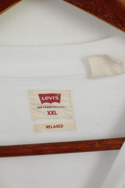 Levi's Men XXL Sweatshirt White Cotton Logo Relaxed Crew Neck Sport Top