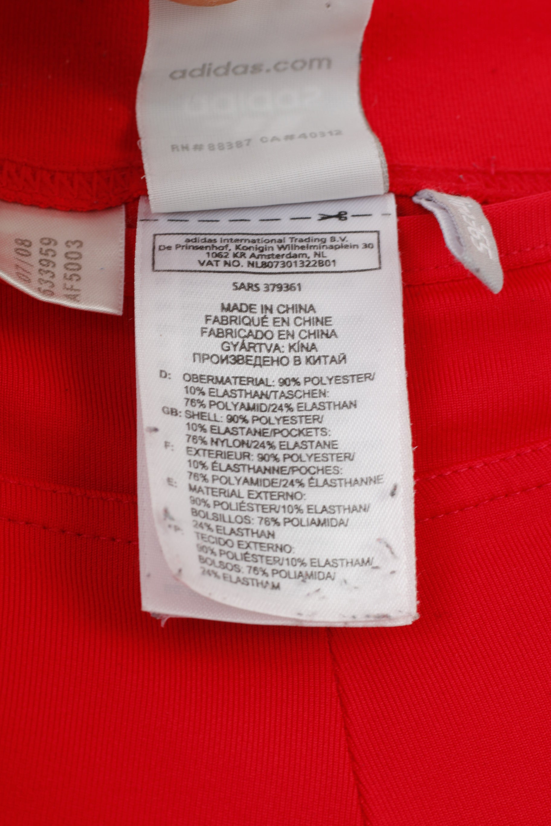 Adidas Woman 42 16 Trousers Red 3Stripes Zipper Wide Legs Sport Top