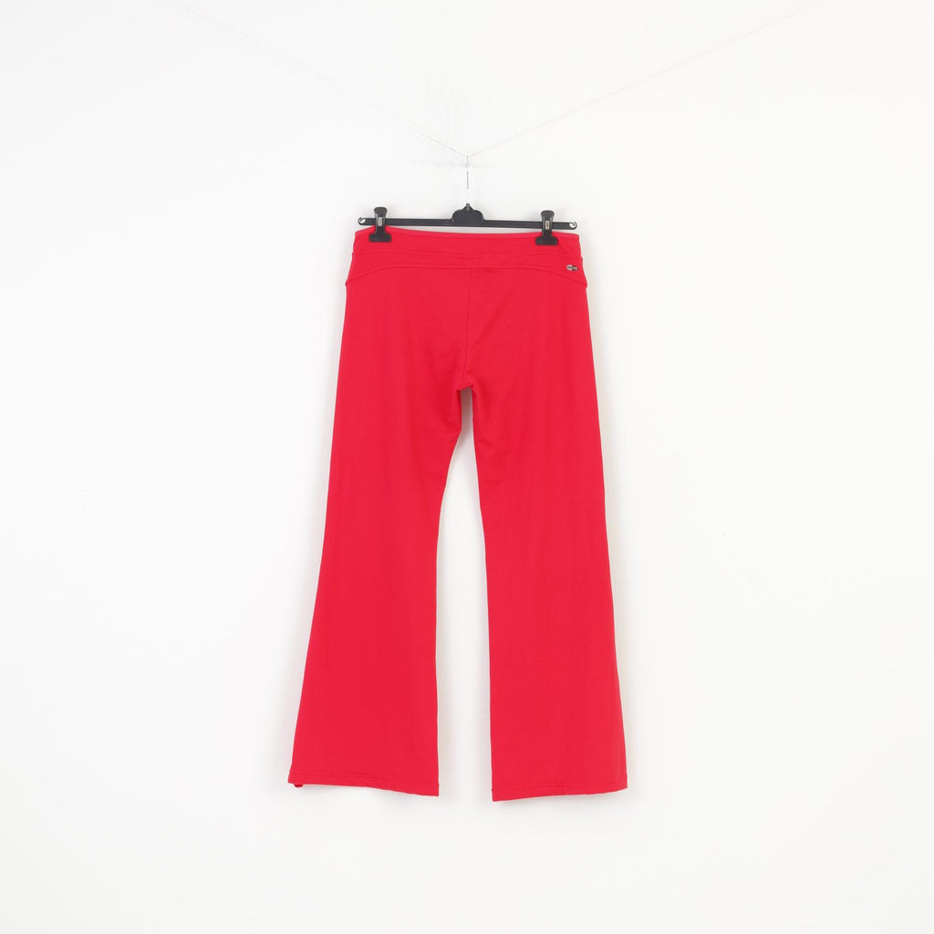 Adidas Woman 42 16 Trousers Red 3Stripes Zipper Wide Legs Sport Top