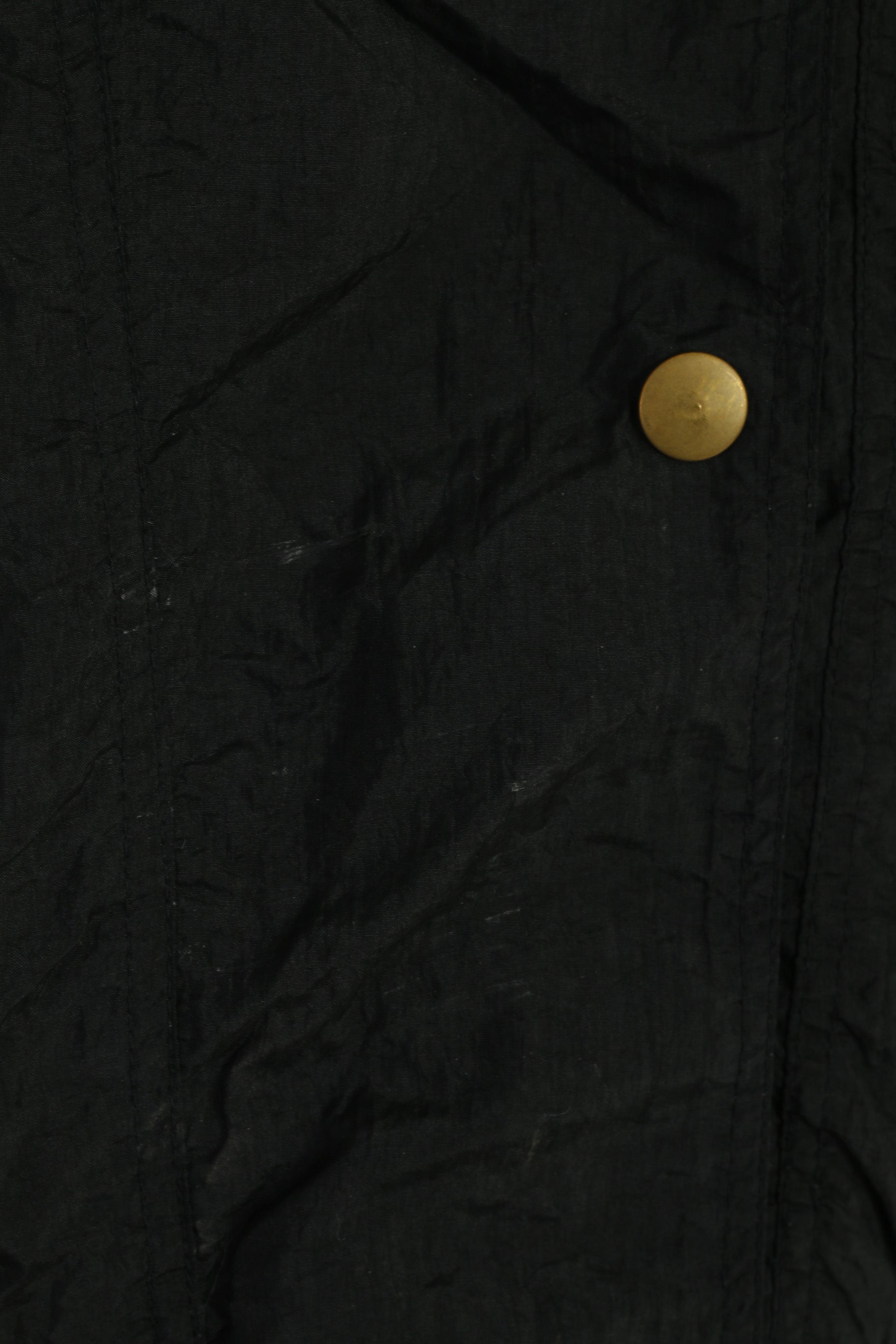 Vintage Women 42/44 M Jacket Black Shiny Nylon Italy Bomber Sport Top