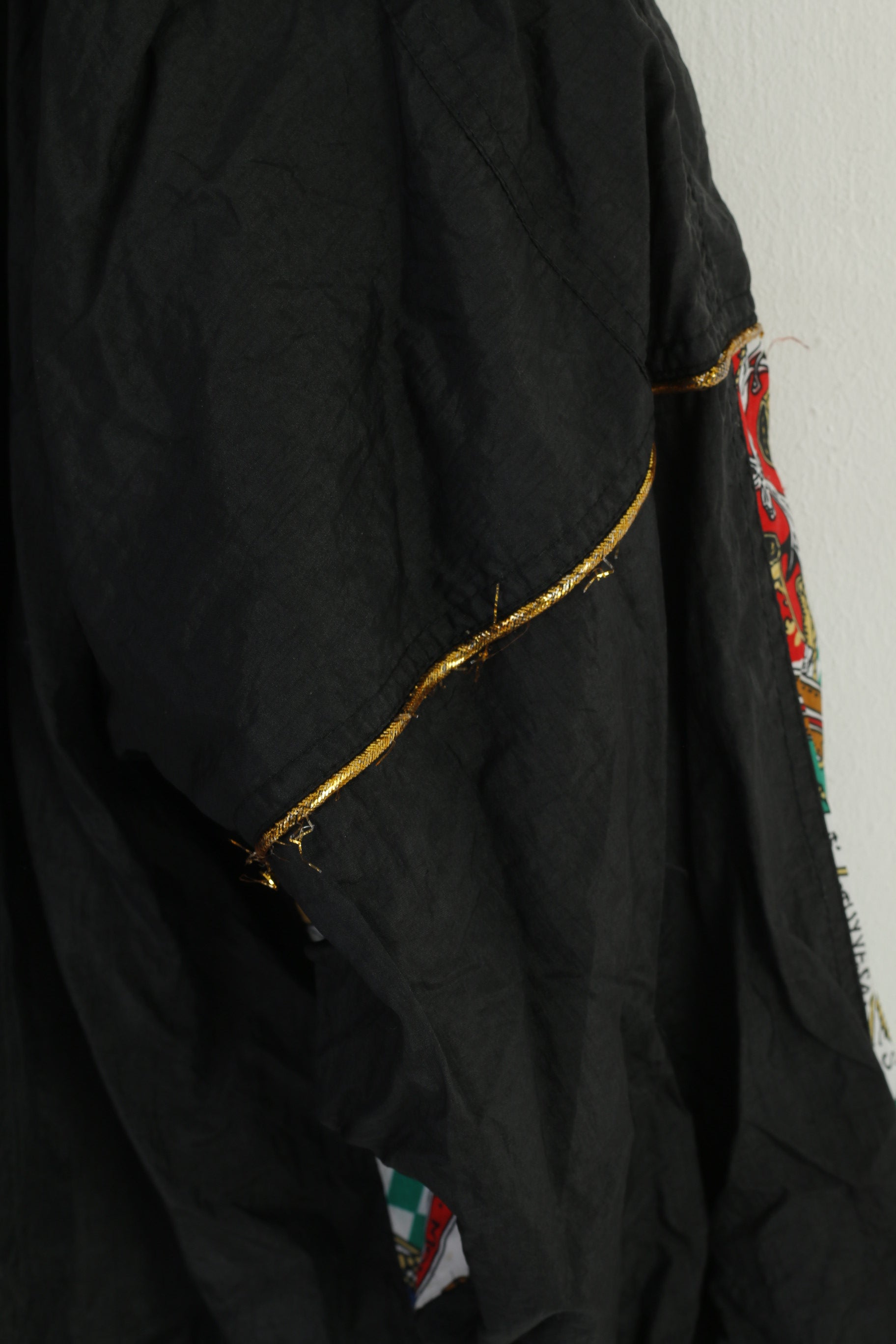 Vintage Women 42/44 M Jacket Black Shiny Nylon Italy Bomber Sport Top