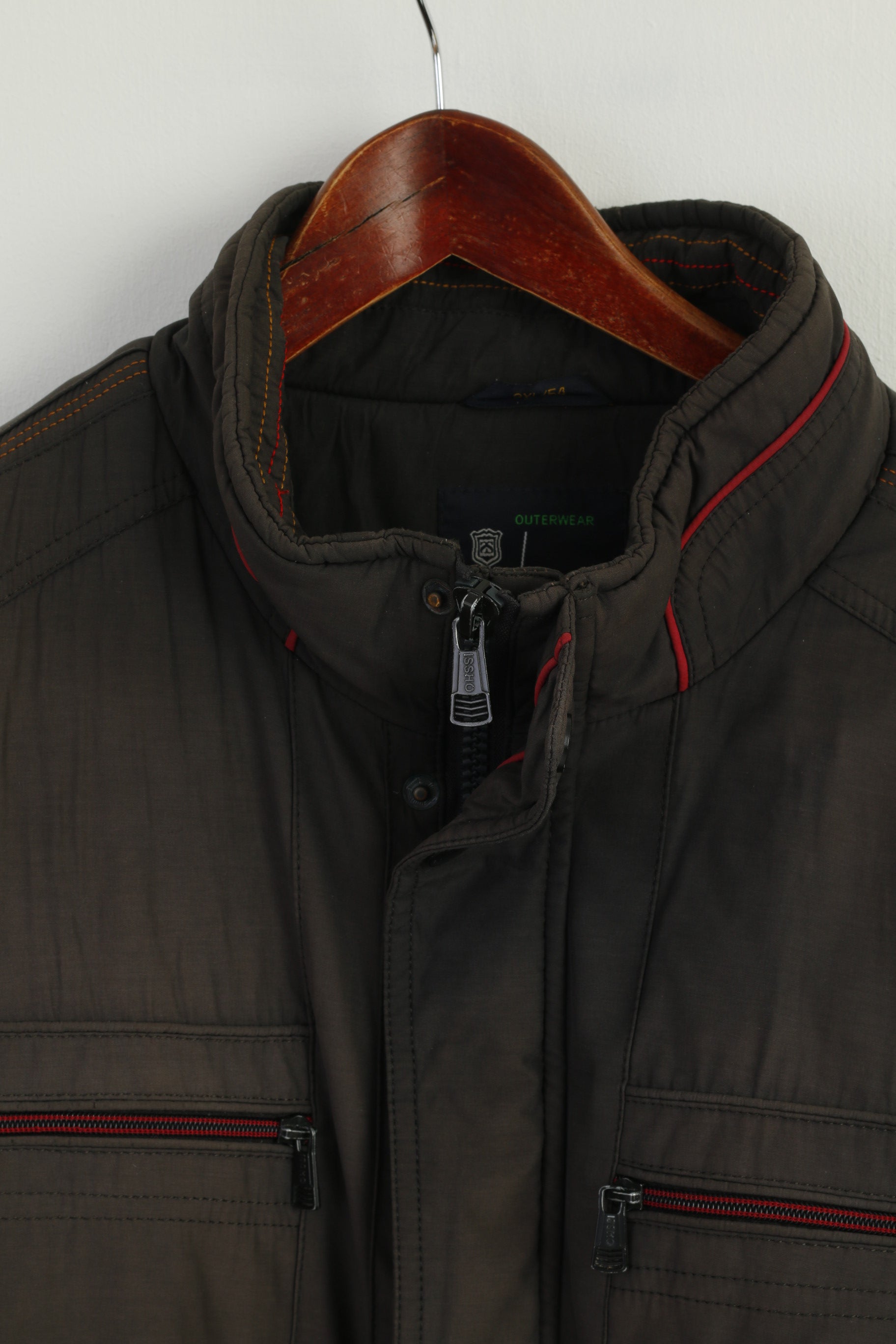 ISSHO Men 54 2XL (XL) Jacket Brown Cotton Italy Casual Collection Padded Zip Up Top