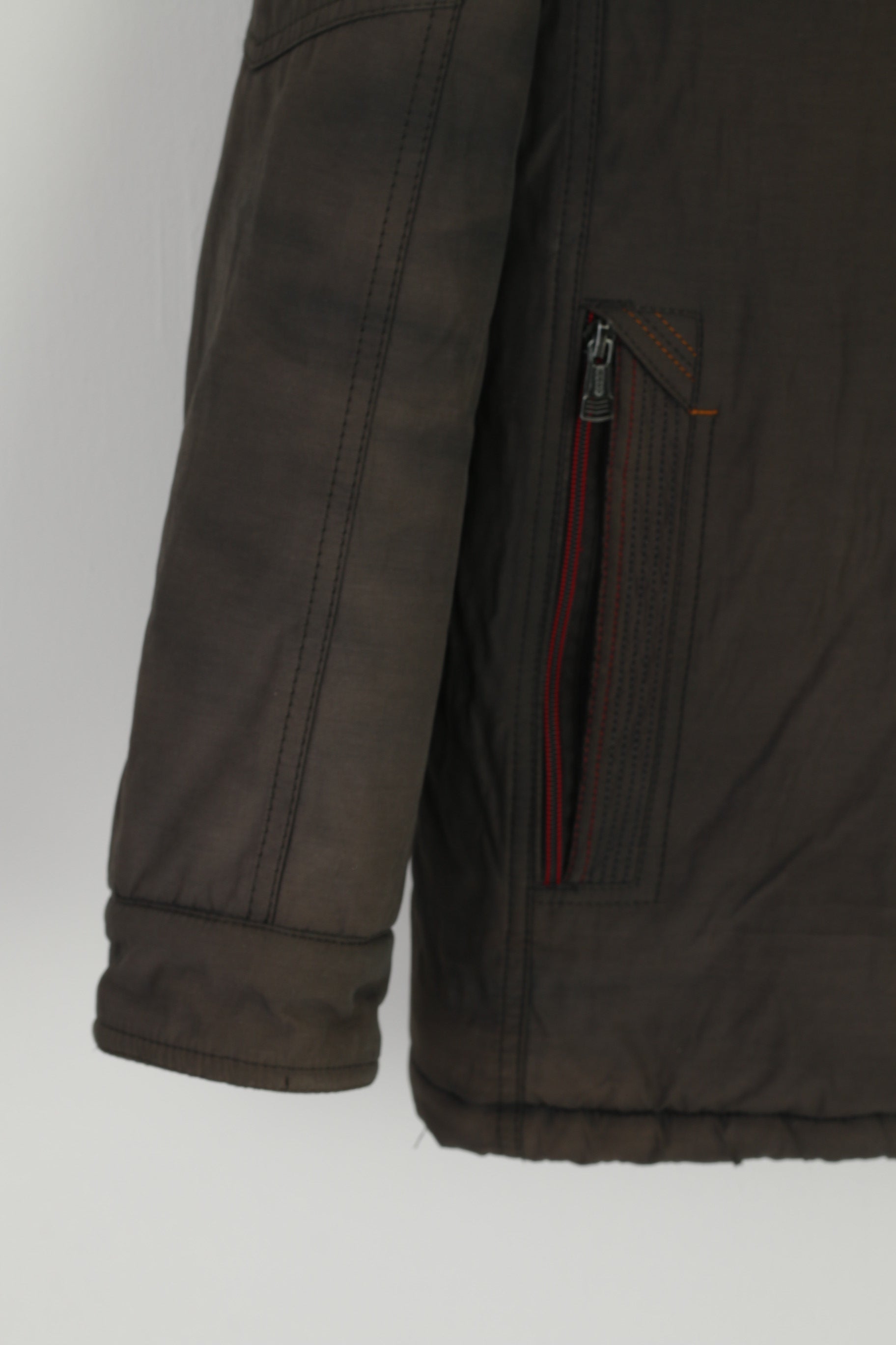 ISSHO Men 54 2XL (XL) Jacket Brown Cotton Italy Casual Collection Padded Zip Up Top