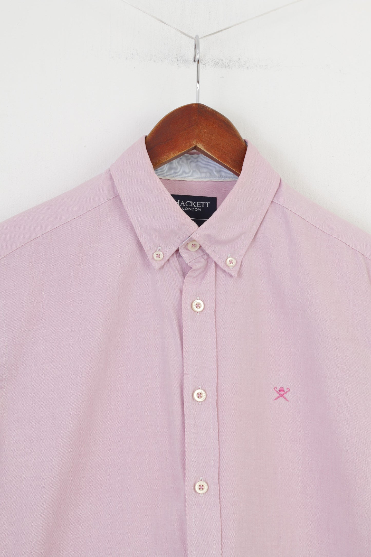 Hackett London Chemise élégante pour hommes Rose Col à manches longues Haut en coton