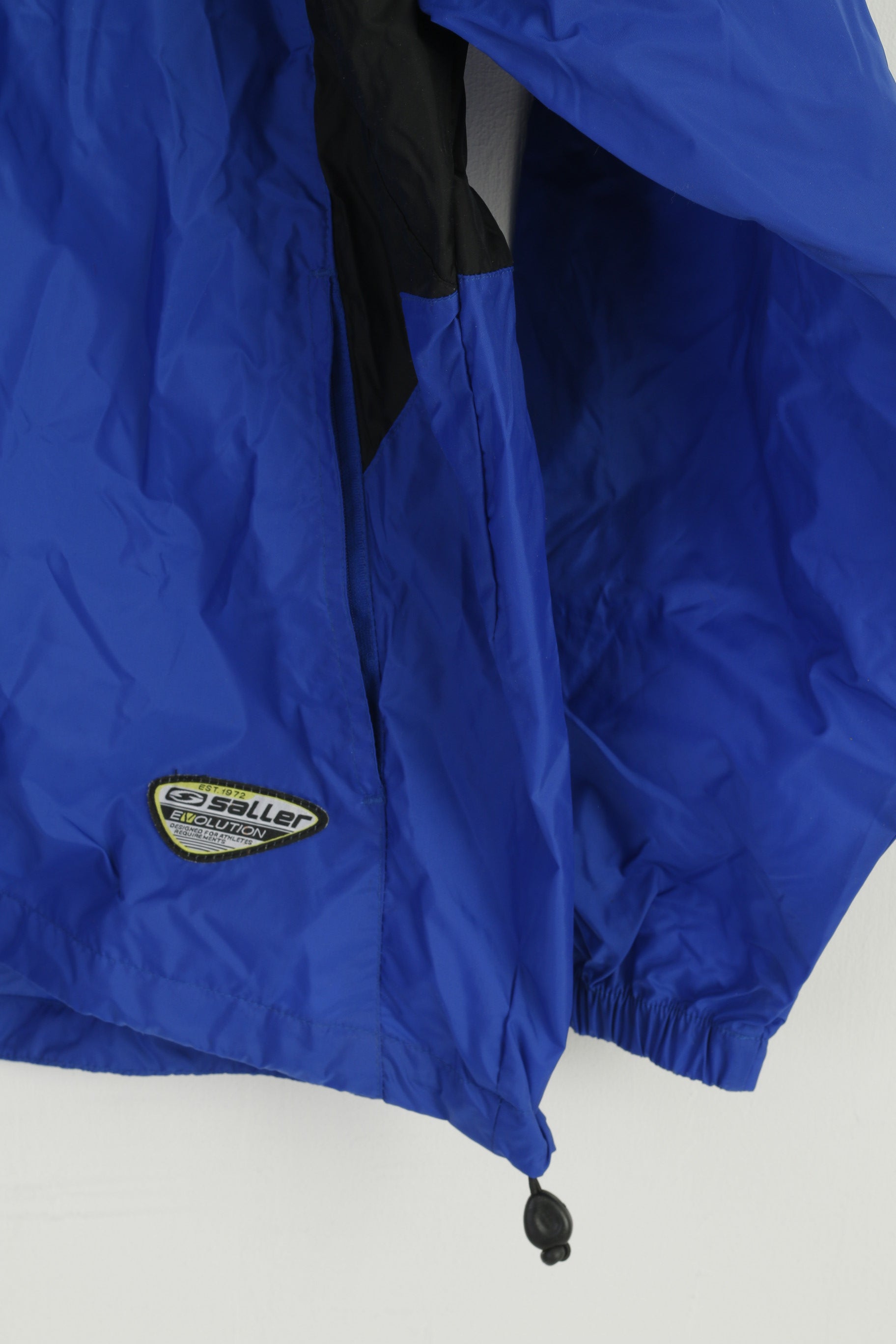 Saller Men XL Jacket Blue Nylon Waterproof Athlets Hidden Hood Zip Up Top