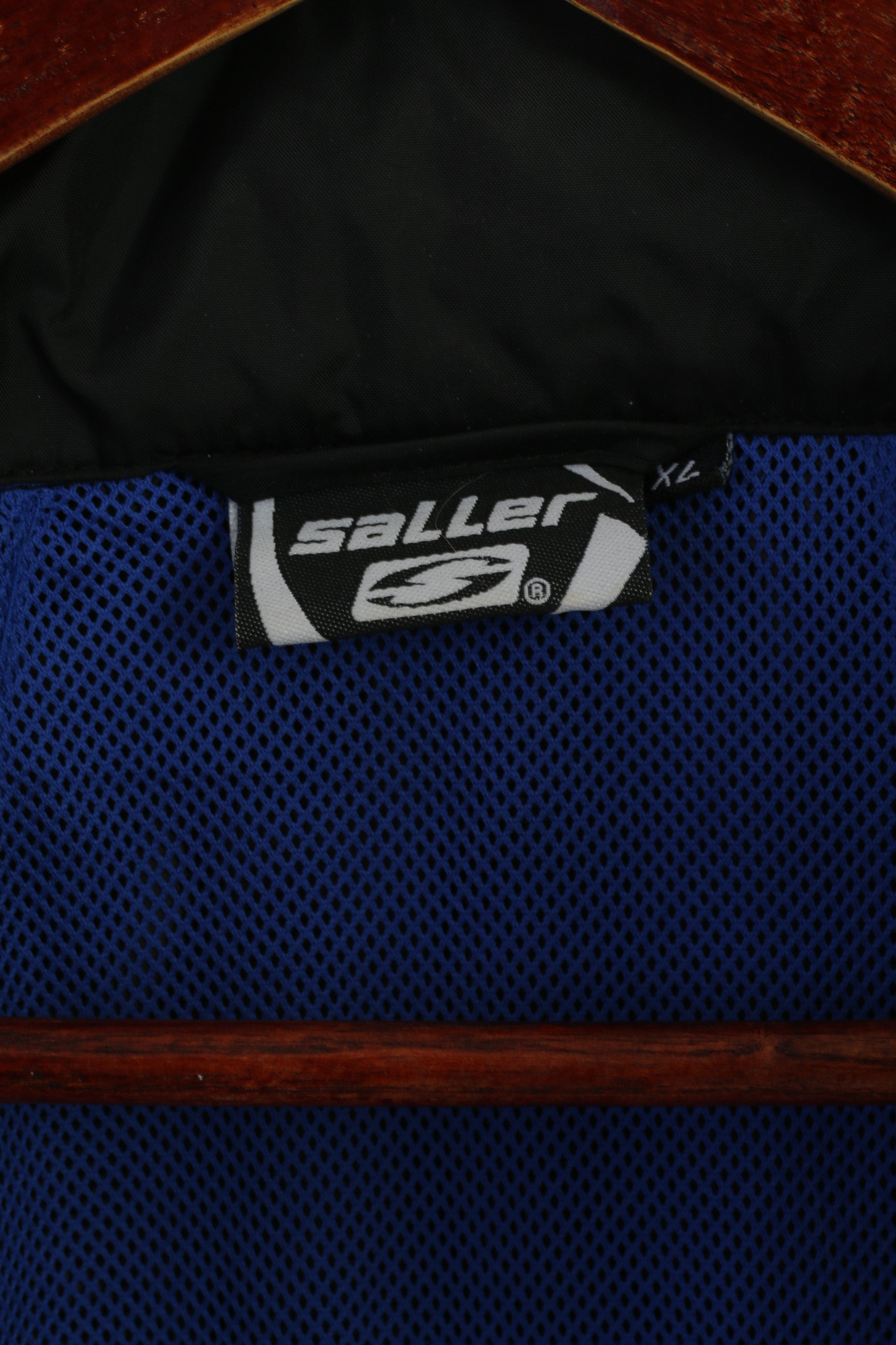 Saller Men XL Jacket Blue Nylon Waterproof Athlets Hidden Hood Zip Up Top