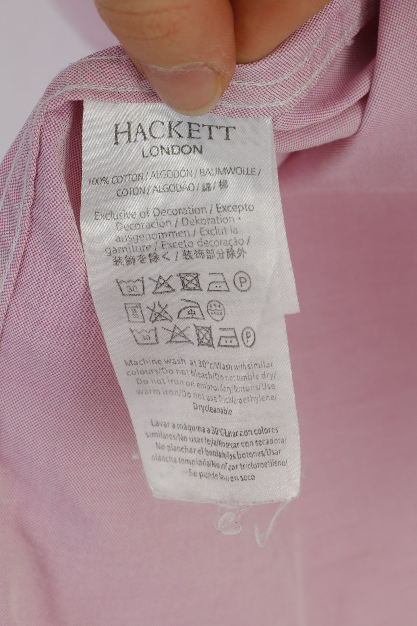 Hackett London Chemise élégante pour hommes Rose Col à manches longues Haut en coton