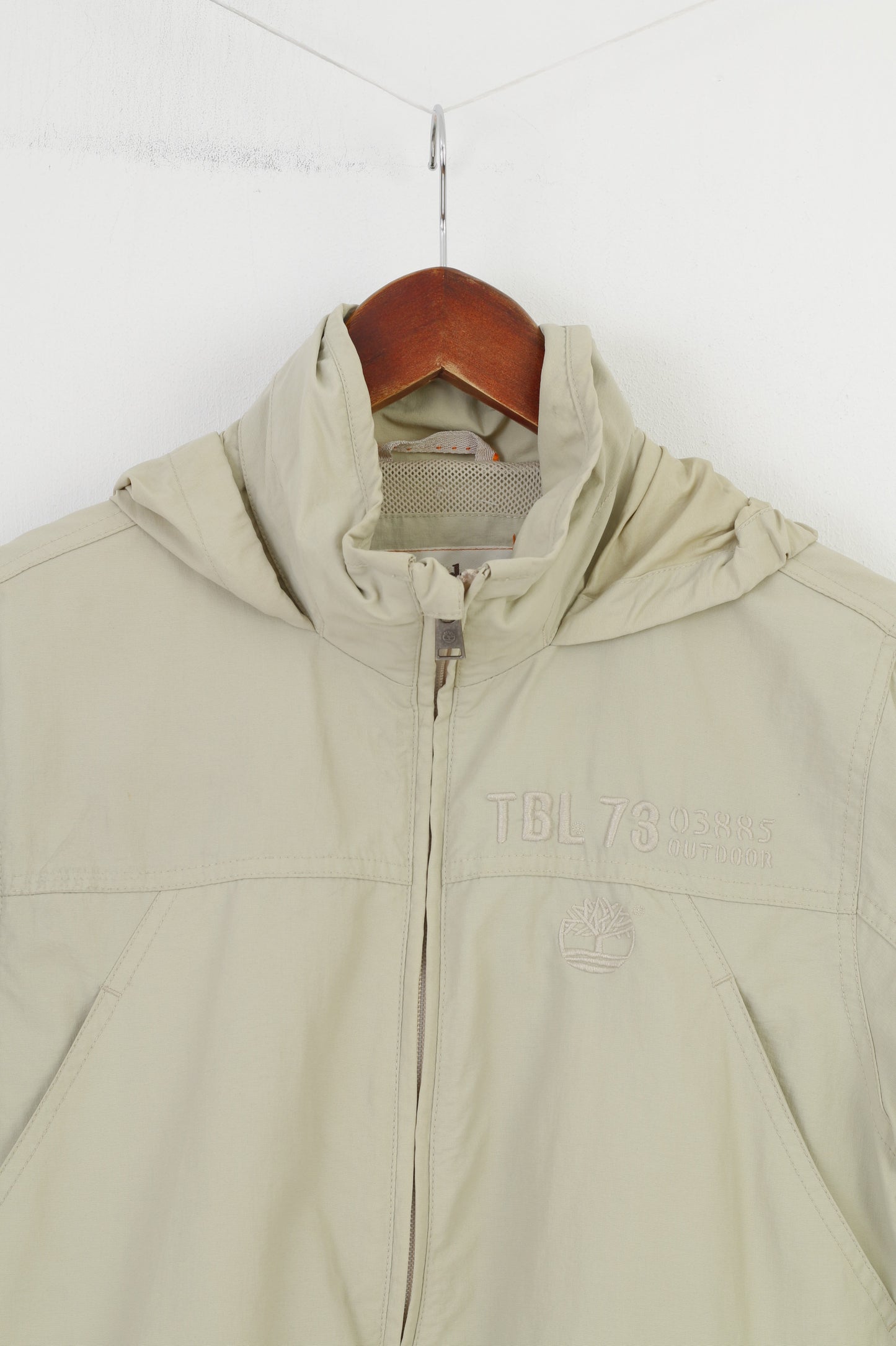 Timberland Boys 12 Age 152 Jacket Retractable Hood Cream Full Zipper Drawsting Bottom Top