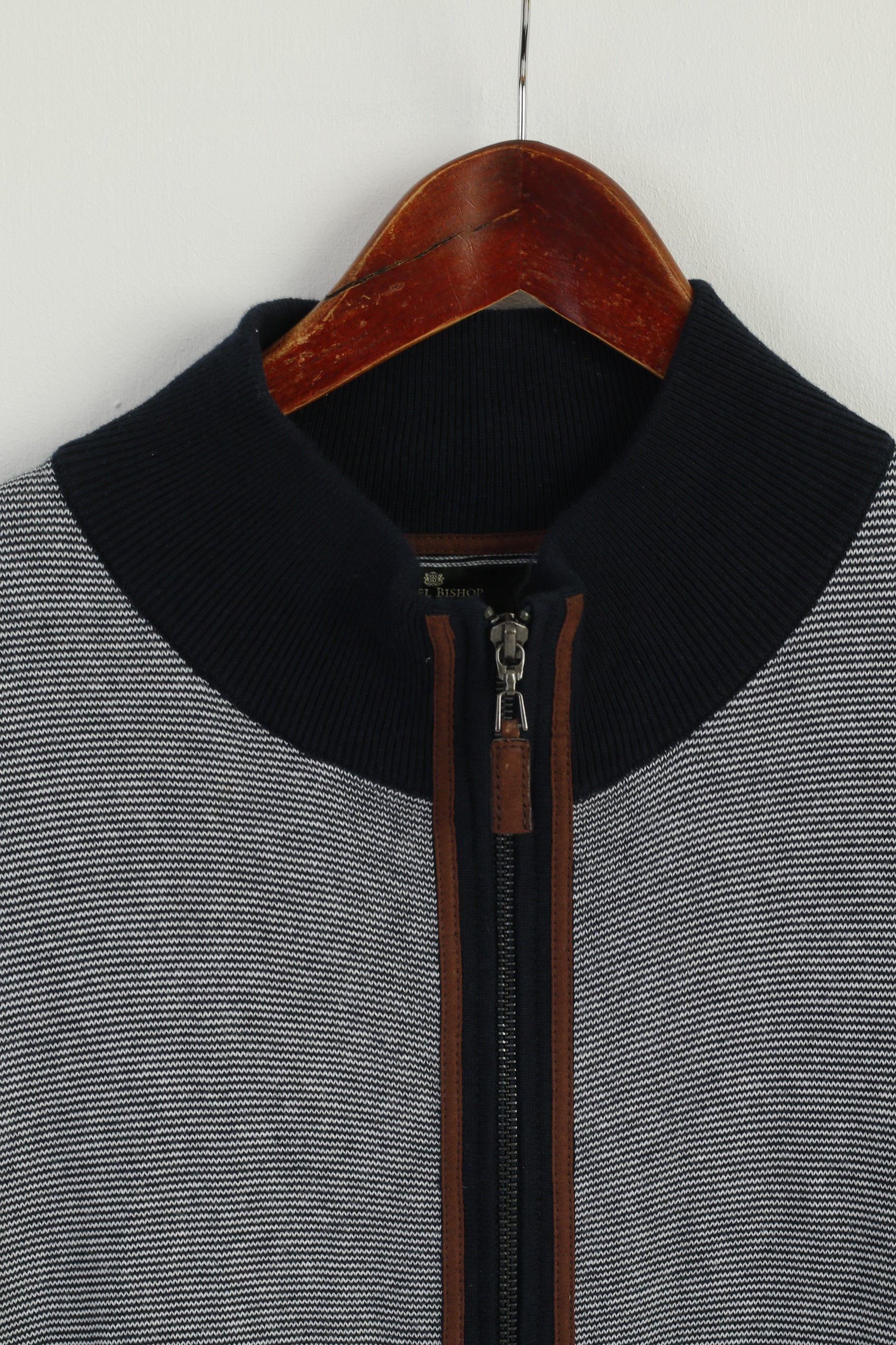 Daniel Bishop Men XL Sweater Navy Striped Heritage Collection Zip Up Cardigan