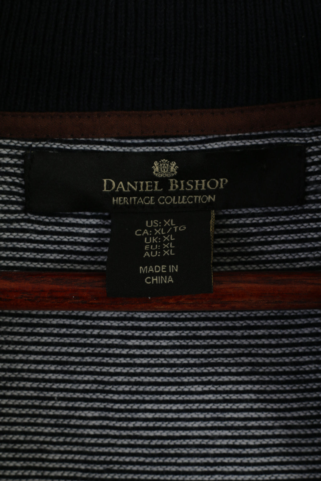 Daniel Bishop Men XL Sweater Navy Striped Heritage Collection Zip Up Cardigan