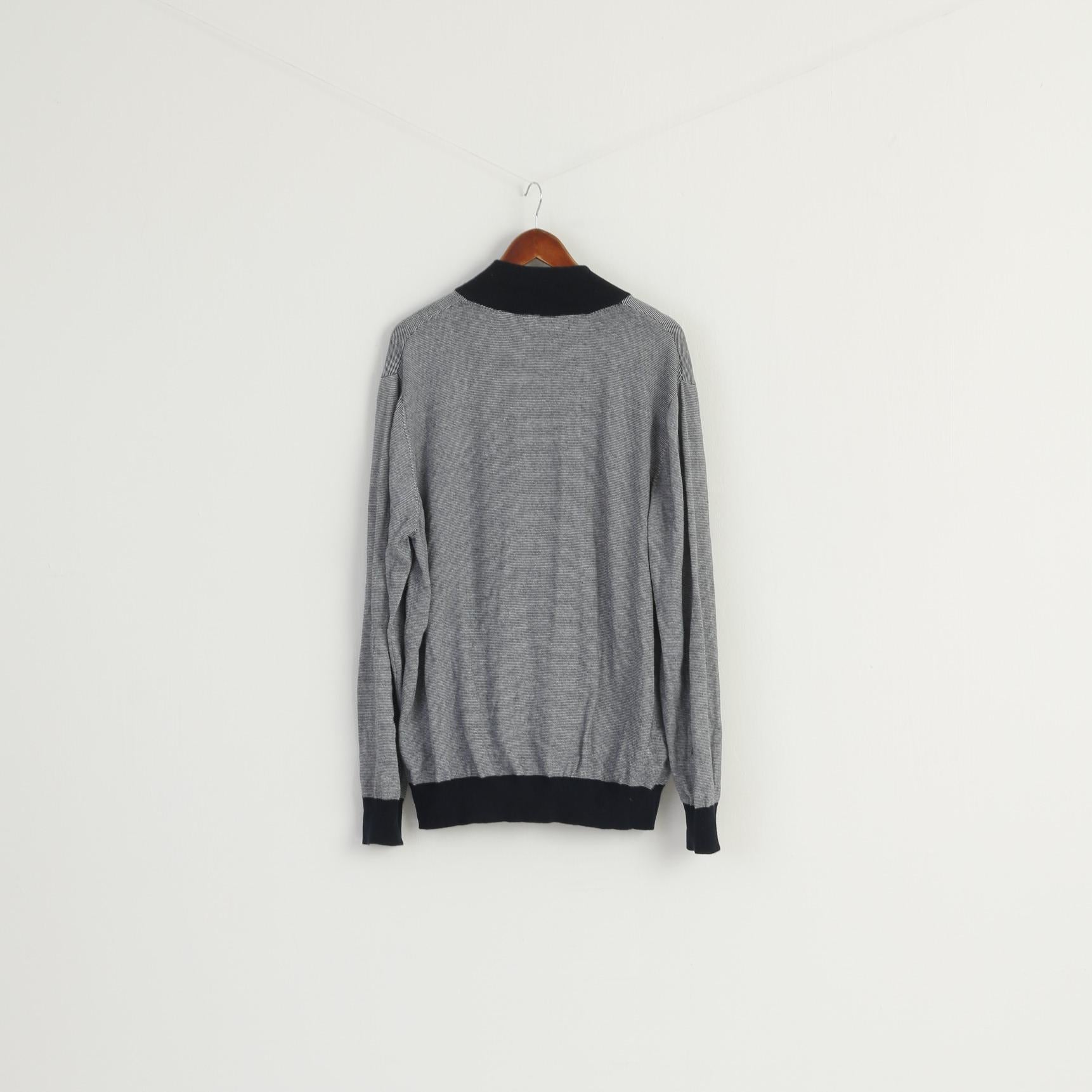 Daniel Bishop Men XL Sweater Navy Striped Heritage Collection Zip Up Cardigan