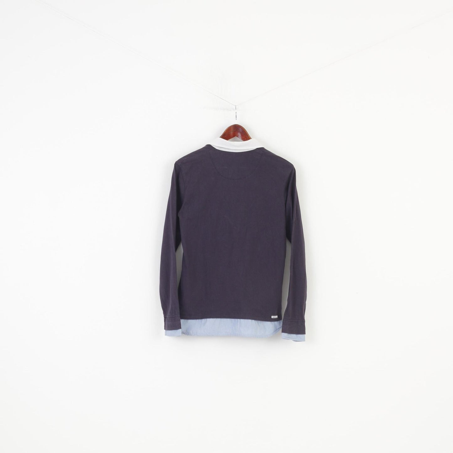 Timberland Boys 16 Age M Polo Shirt Navy Blue Long Sleeve Cotton Collar Elegant Top
