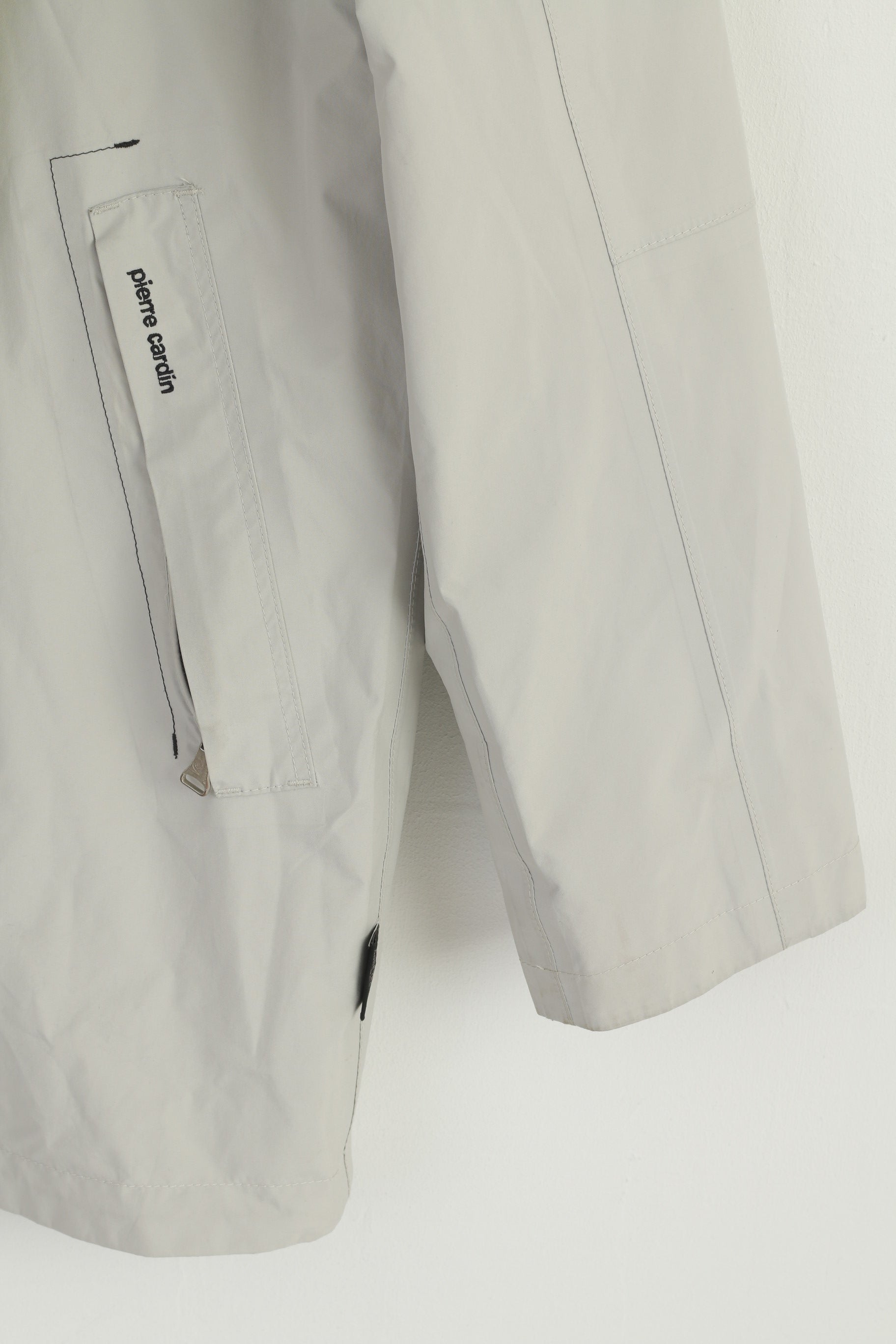 Pierre Cardin Men 54 L Jacket Gray Long Gore-Tex Hidden Hood Full Zipper Classic Top