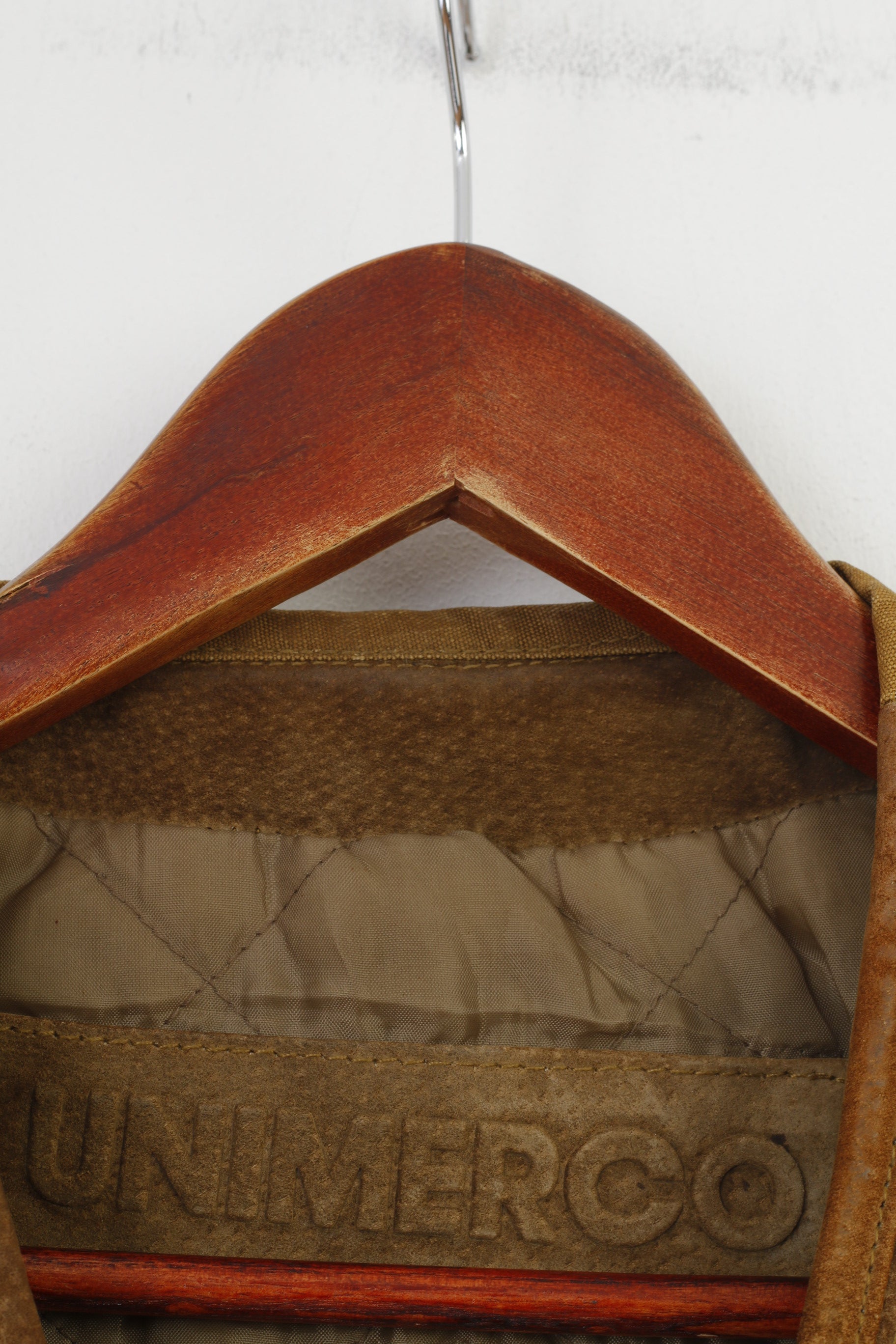 Unimerco Men M 50 Vest Vintage Brown Leather Full Zipper Sleeveless Top