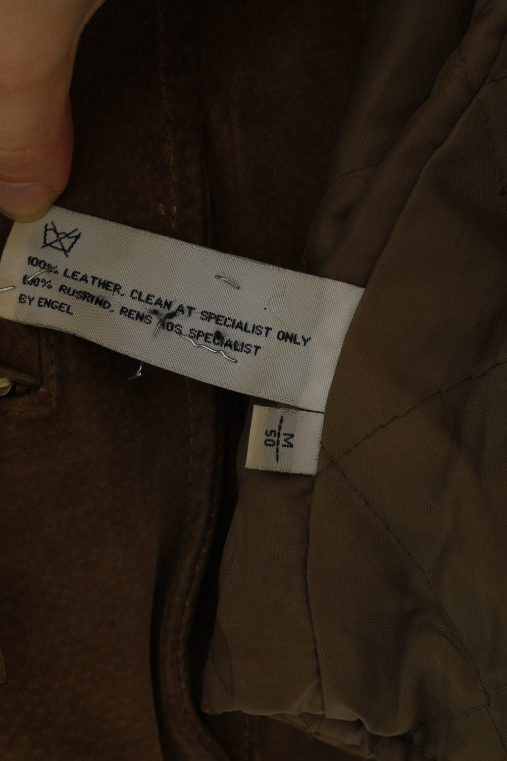 Unimerco Men M 50 Vest Vintage Brown Leather Full Zipper Sleeveless Top