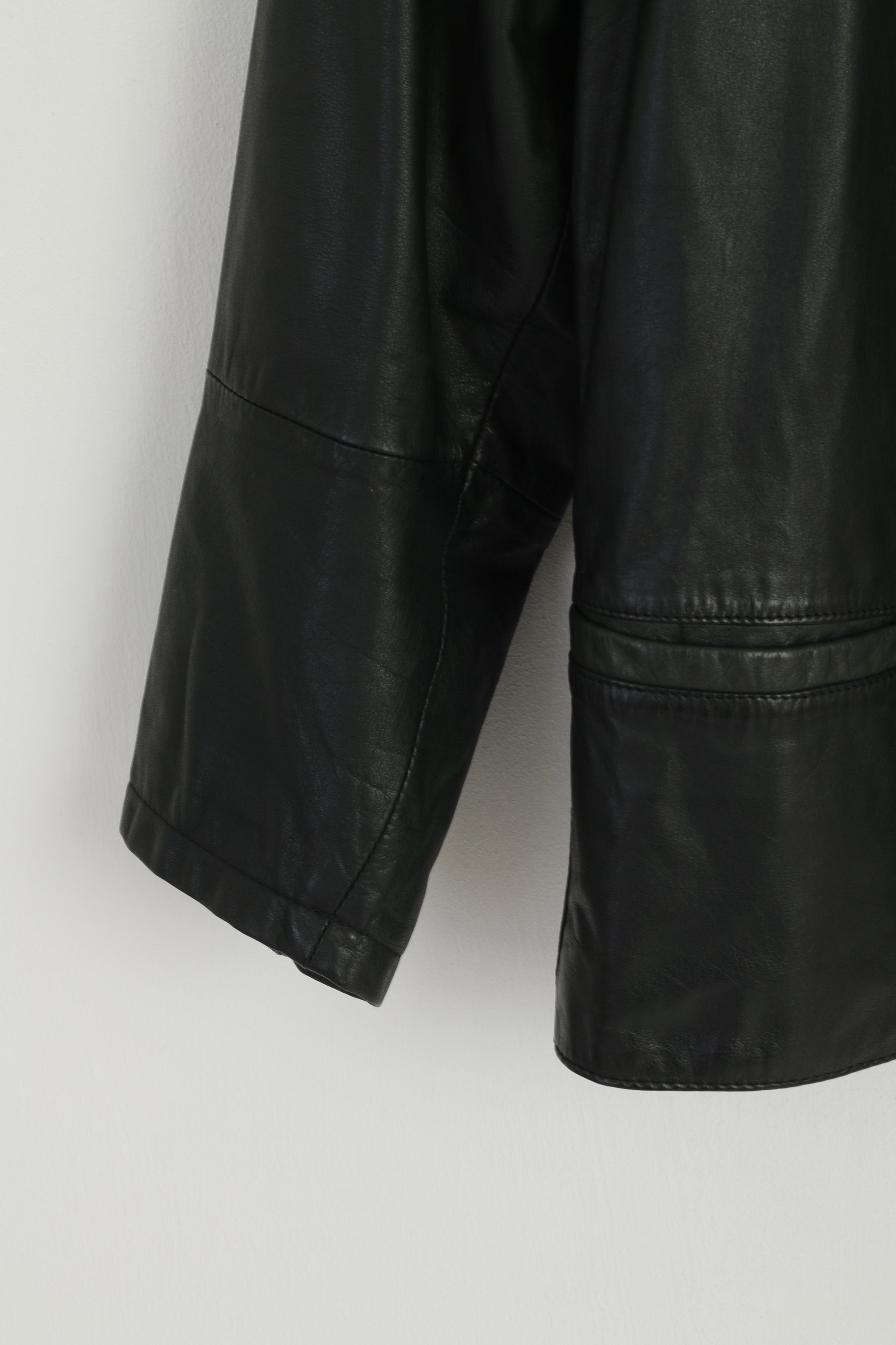 Montes Women 36 S Leather Jacket Black Golf Double Breasted Vintage Design Top