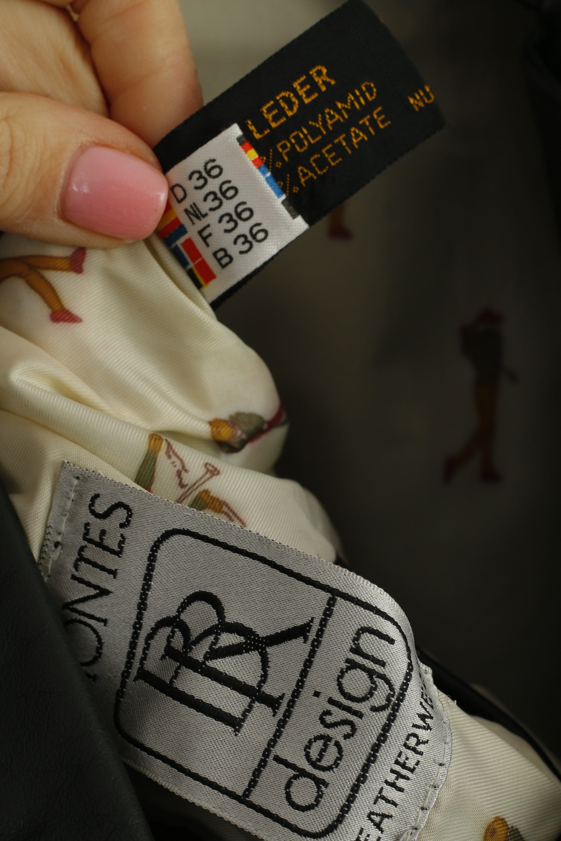 Montes Women 36 S Leather Jacket Black Golf Double Breasted Vintage Design Top