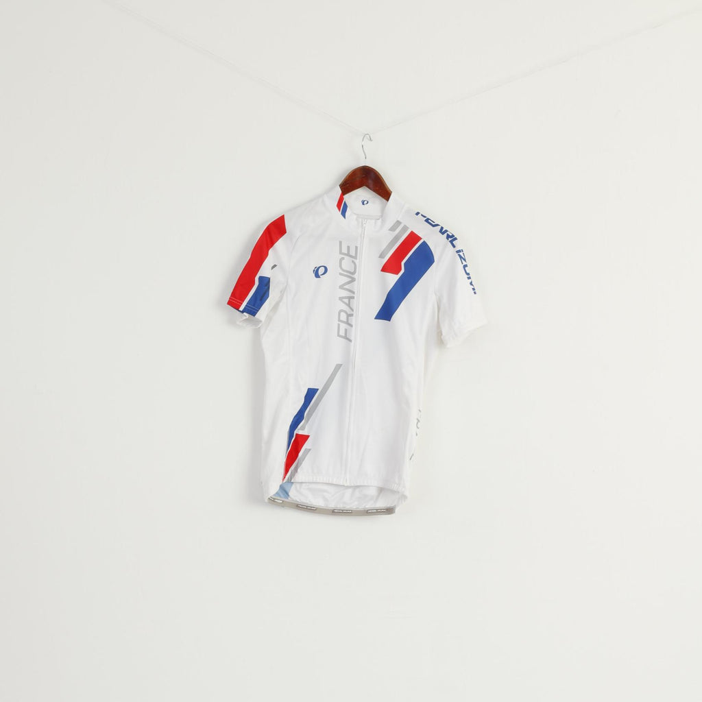 Pearl Izumi Elite Men M Cycling Shirt White Full Zipper Bike France Jersey Top