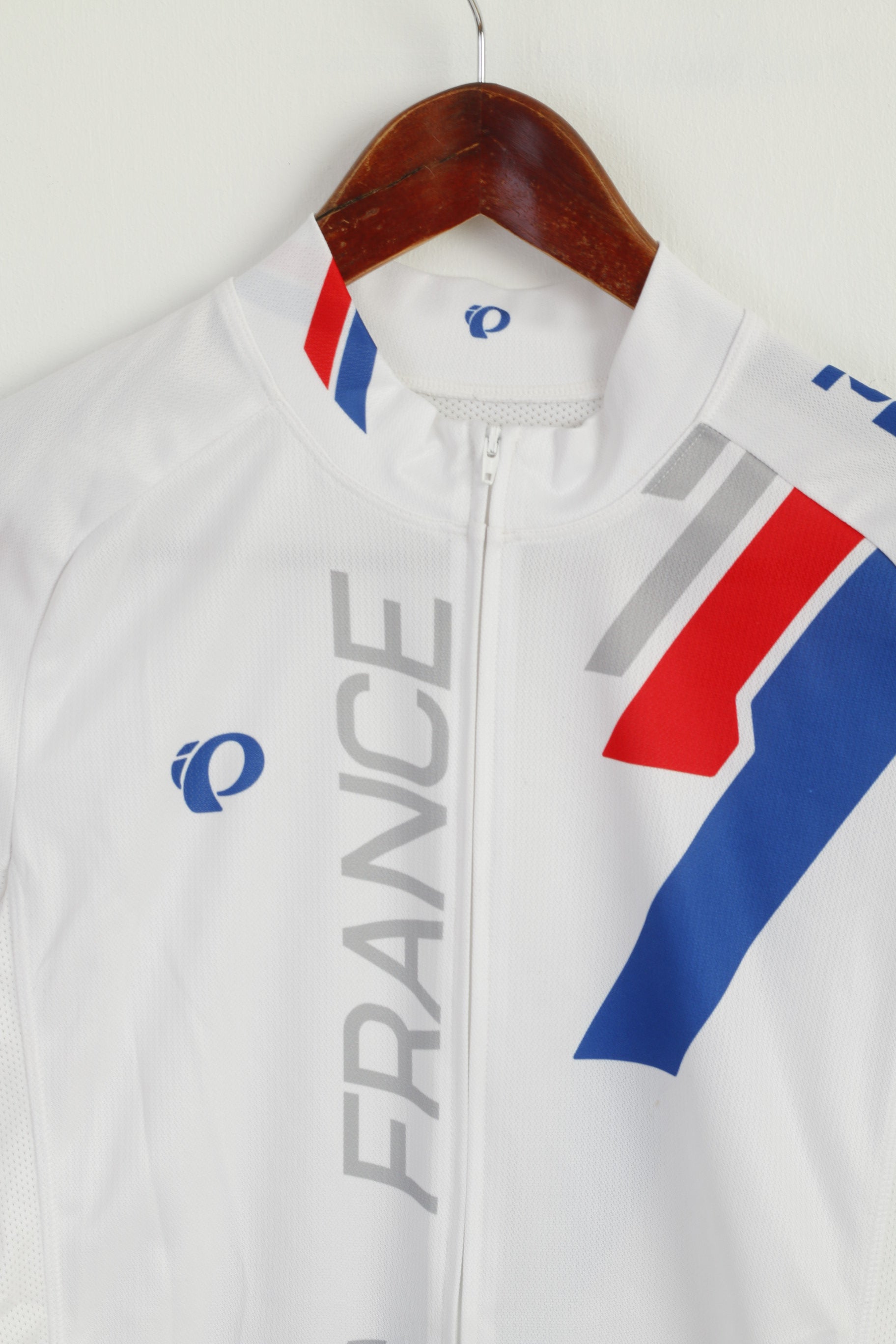 Pearl Izumi Elite Men M Cycling Shirt White Full Zipper Bike France Jersey Top
