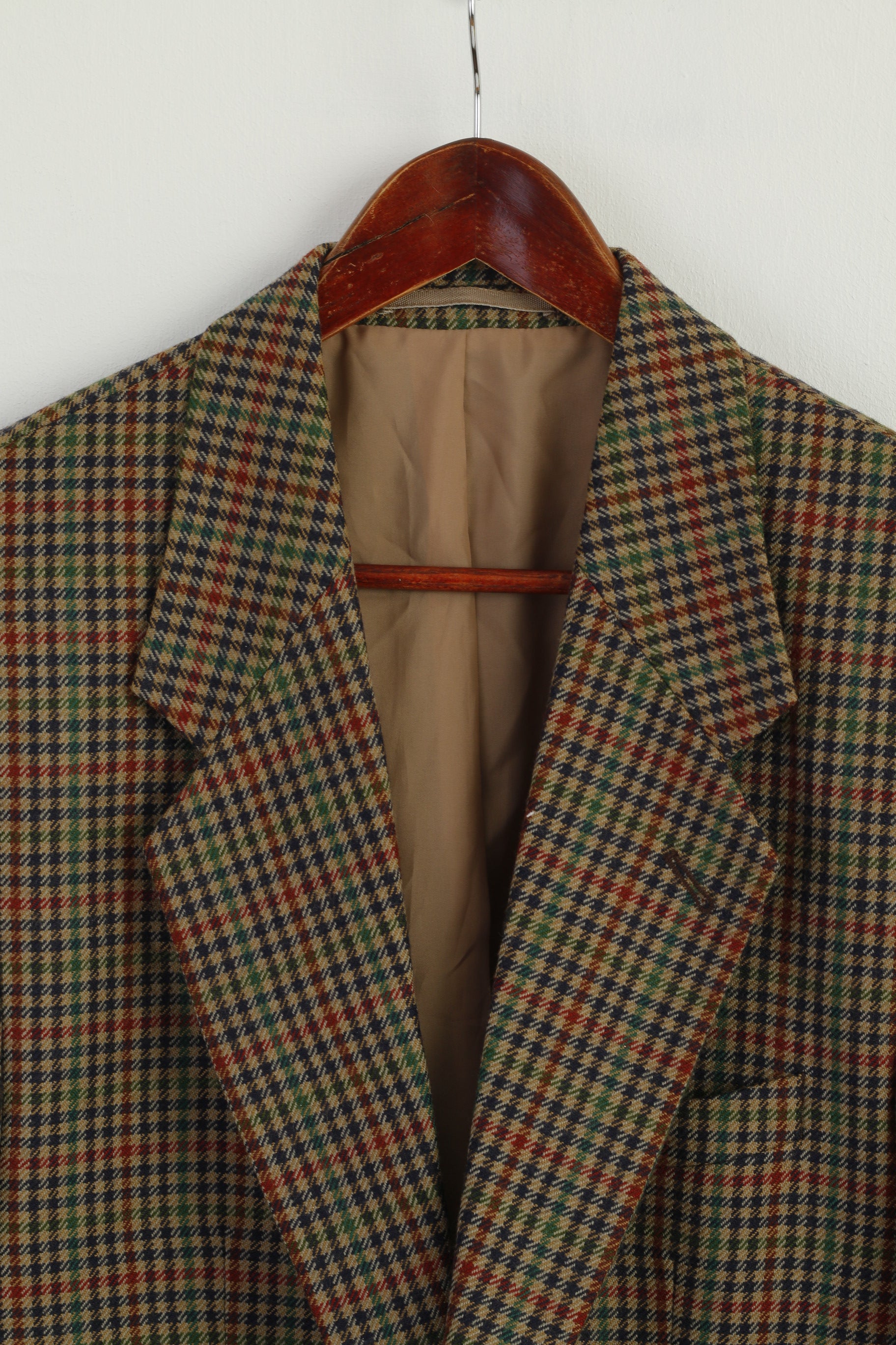 Michel Luzzi Linea Uomo Men 50 40 Blazer Brown Herringbone Vintage Wool Jacket