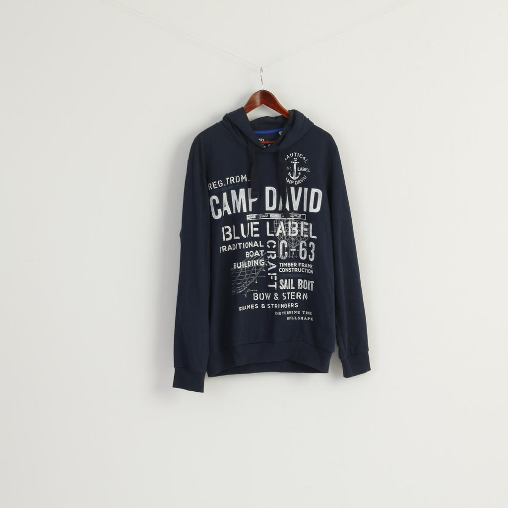 New Camp David Men XXL Sweatshirt Navy Soft Cotton Nautical Yacht Hoodie