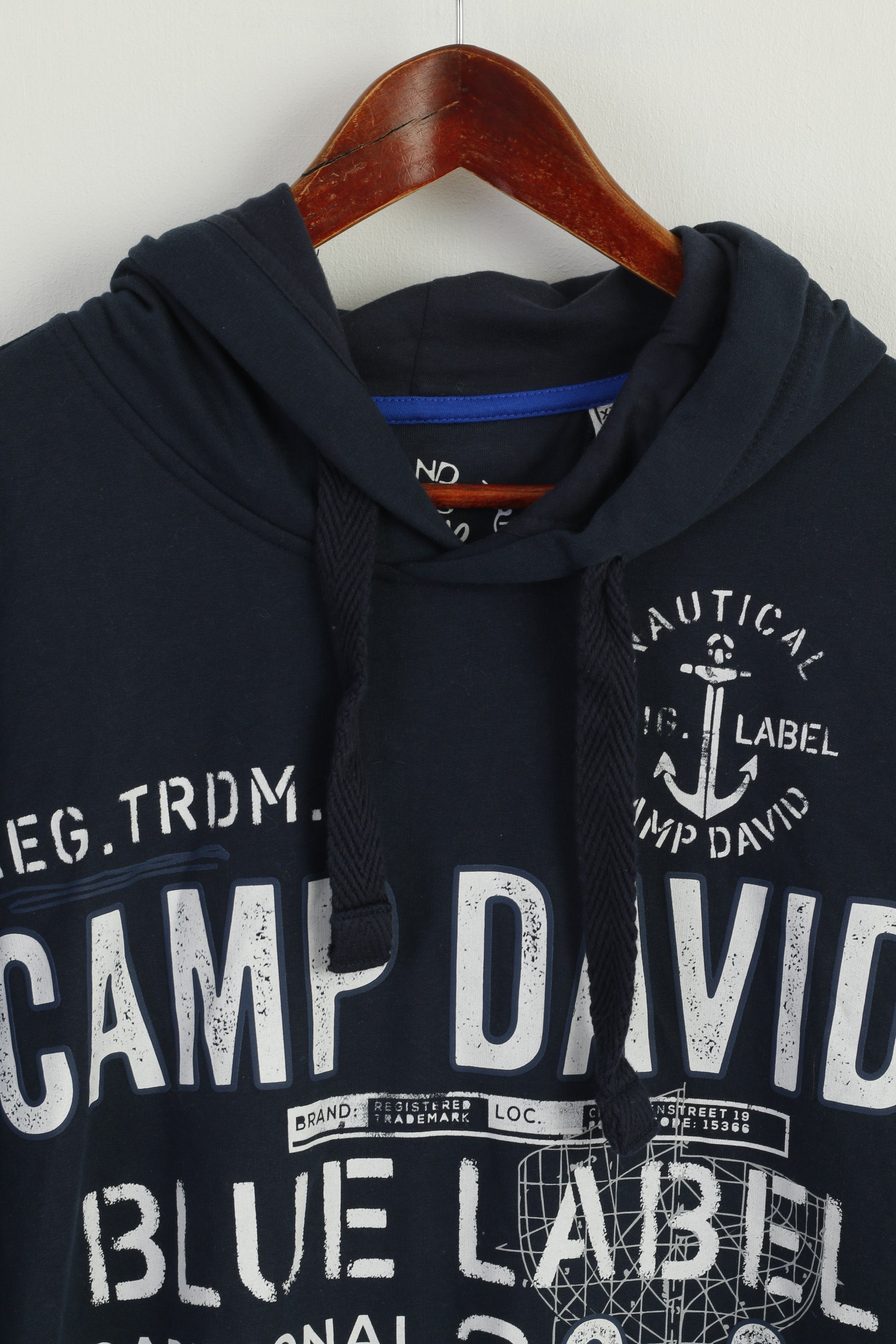 New Camp David Men XXL Sweatshirt Navy Soft Cotton Nautical Yacht Hoodie