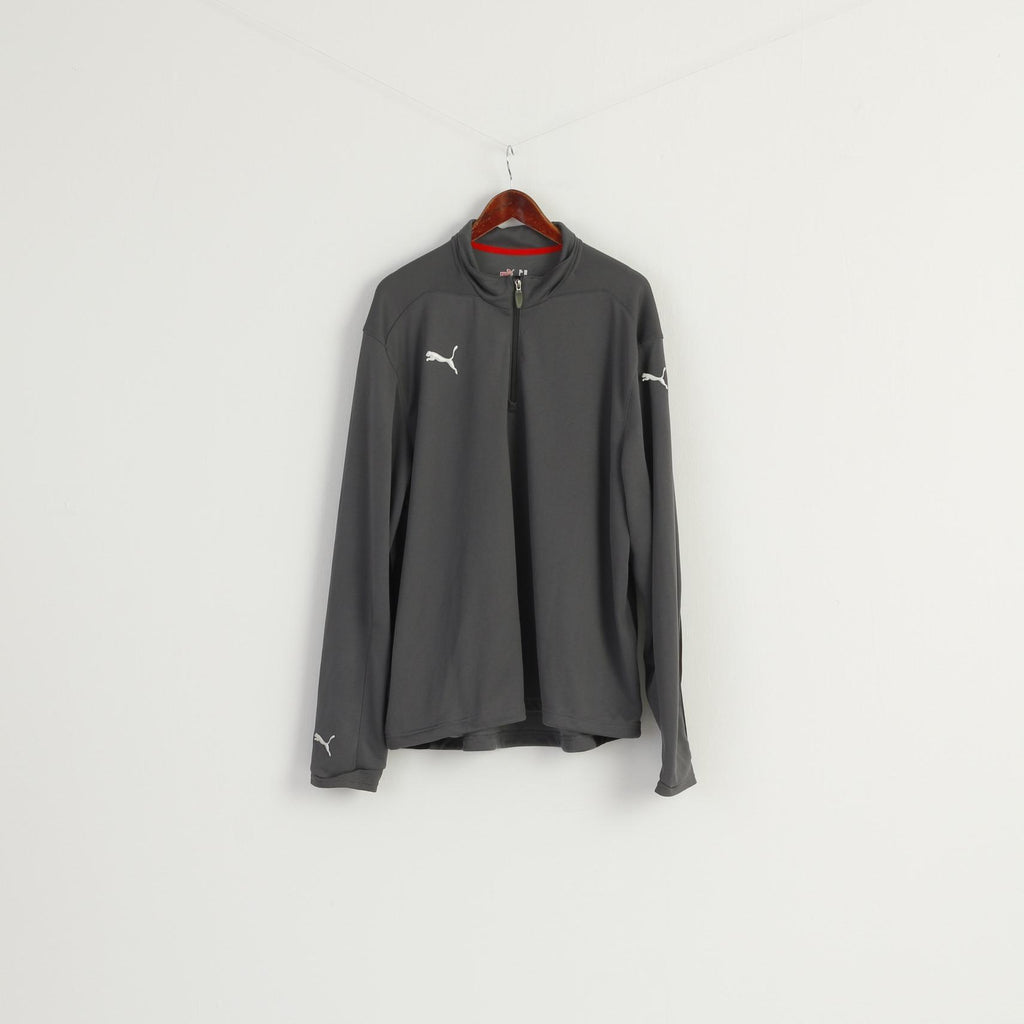 Puma Men XXL Long Sleeved Shirt Gray Activewear Usp Pockets Sportswear Top