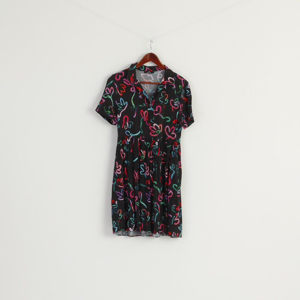 Paul Smith Women 42 S Mini Dress Black Viscose Summer Printed