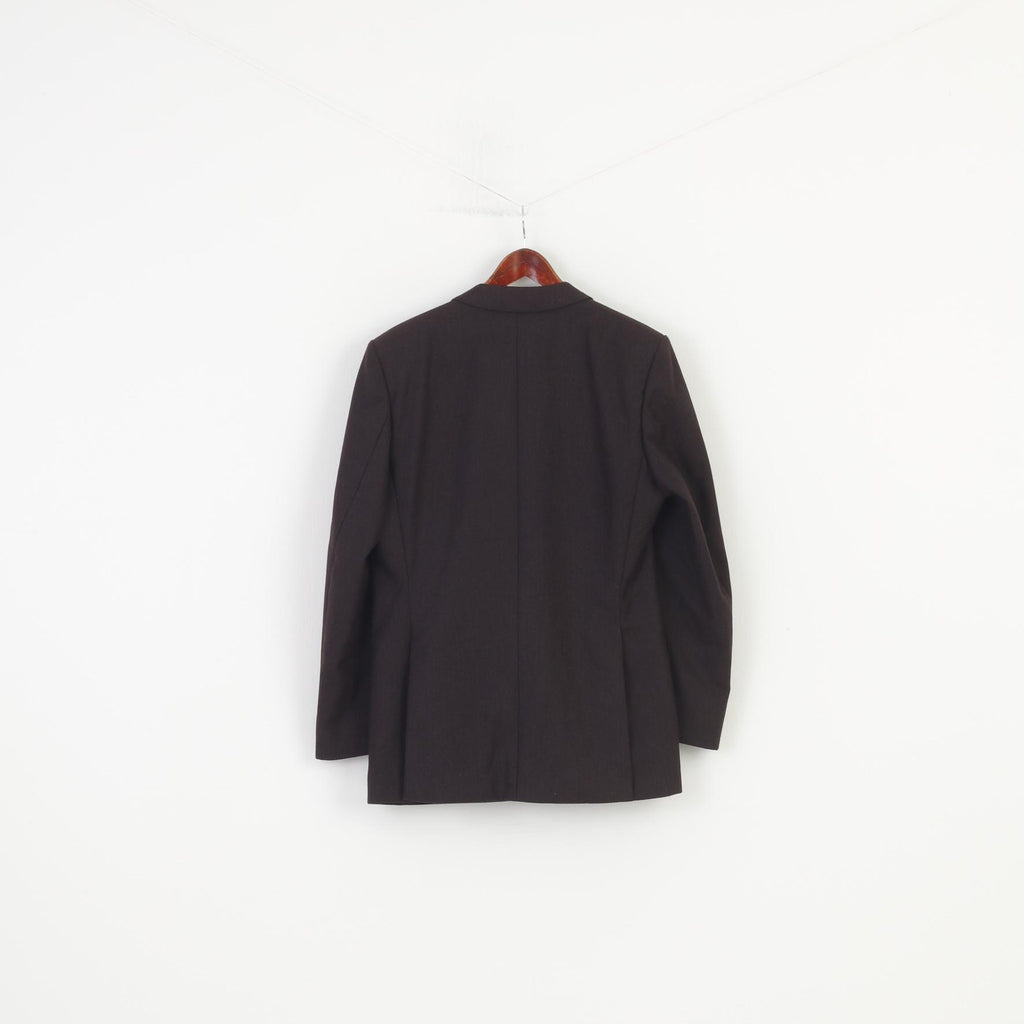 Greitt Jeunesse Hommes 44 54 Blazer Vintage Laine Marron Foncé Rayé Simple Boutonnage Top