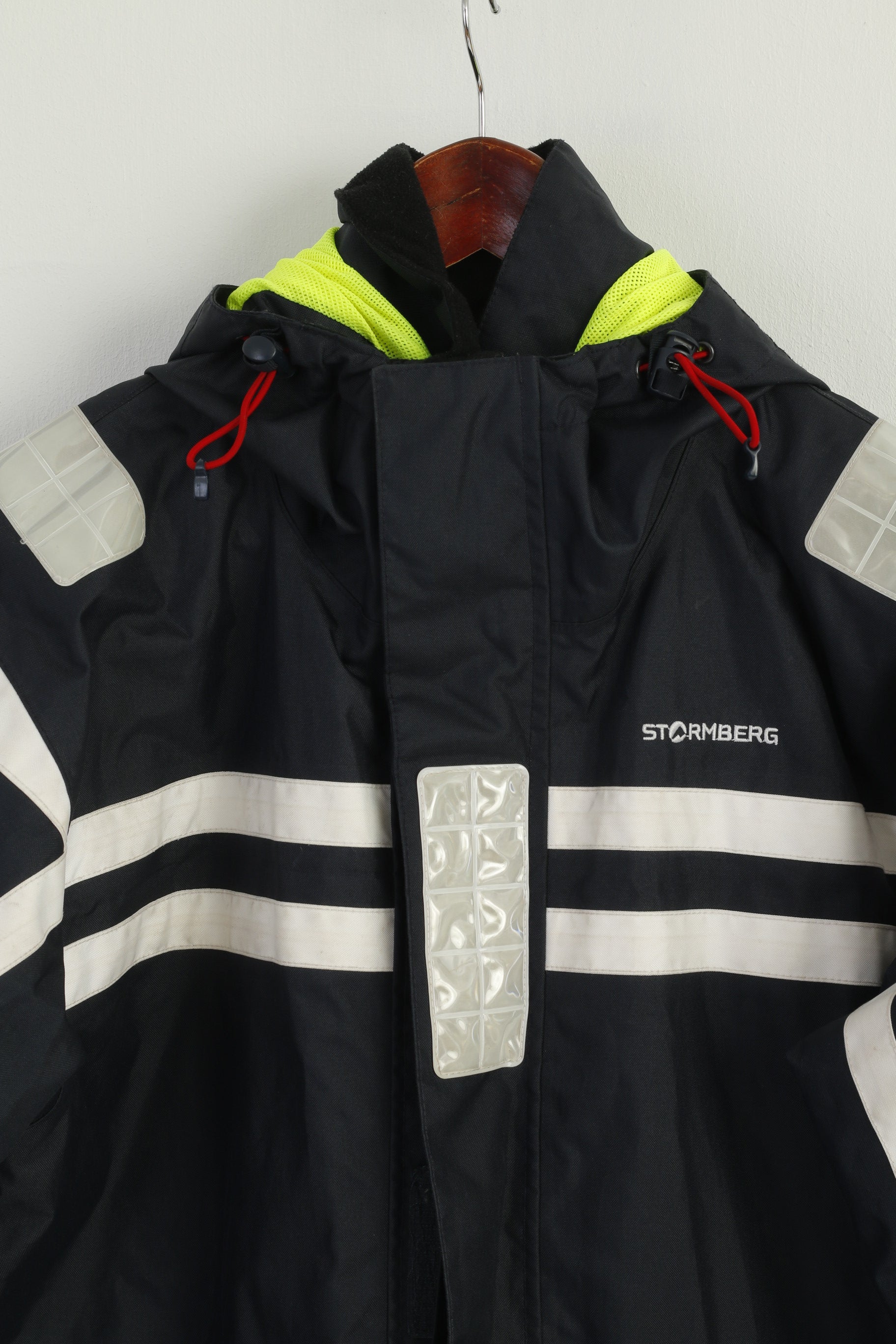 Stormberg Men S Jacket Navy  PU Coated Hooded Reflective Outdoor Zip Up Top