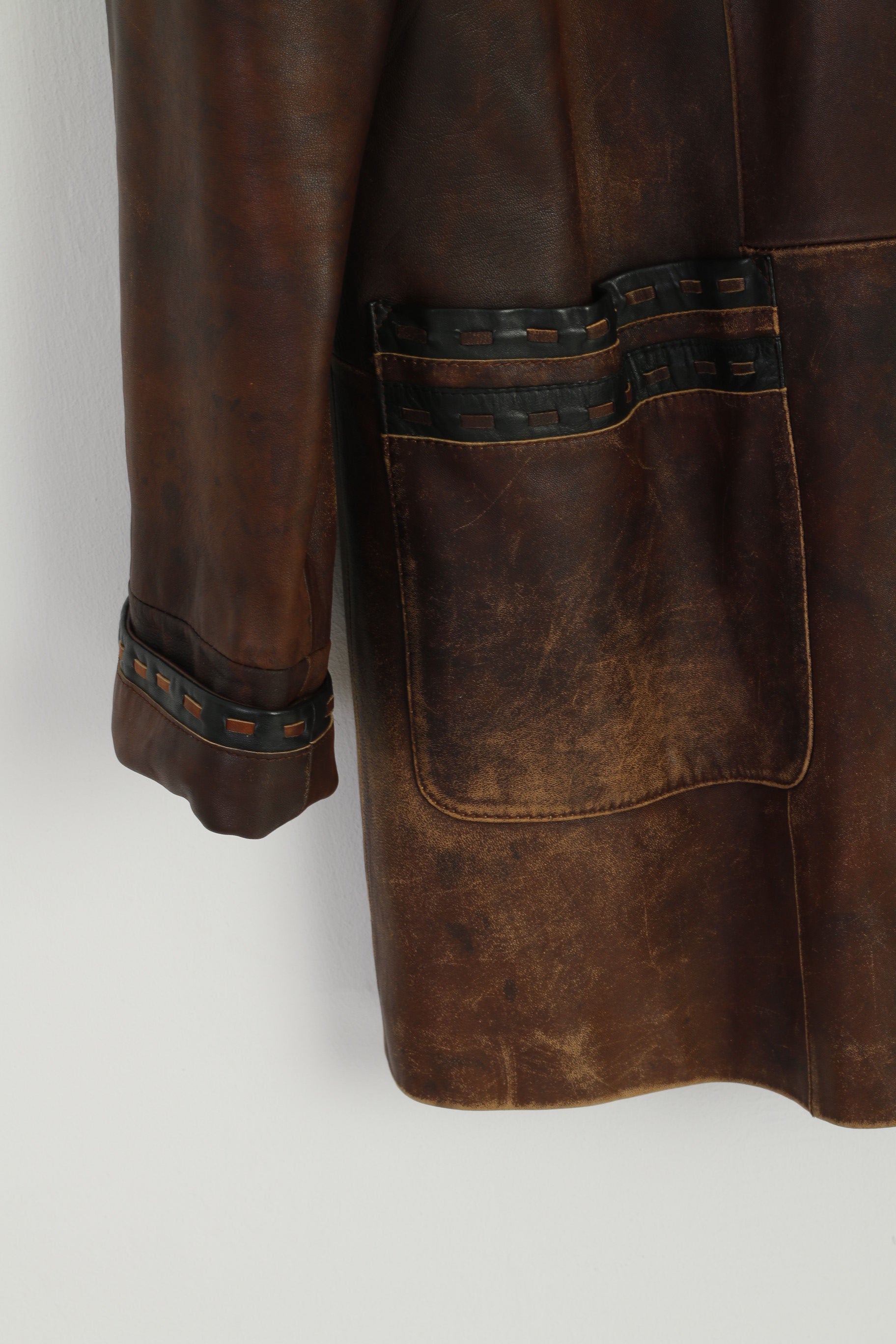 Yergen Women XXL (L) Leather Jacket Brown Country Soft leather Buttoned Western Top