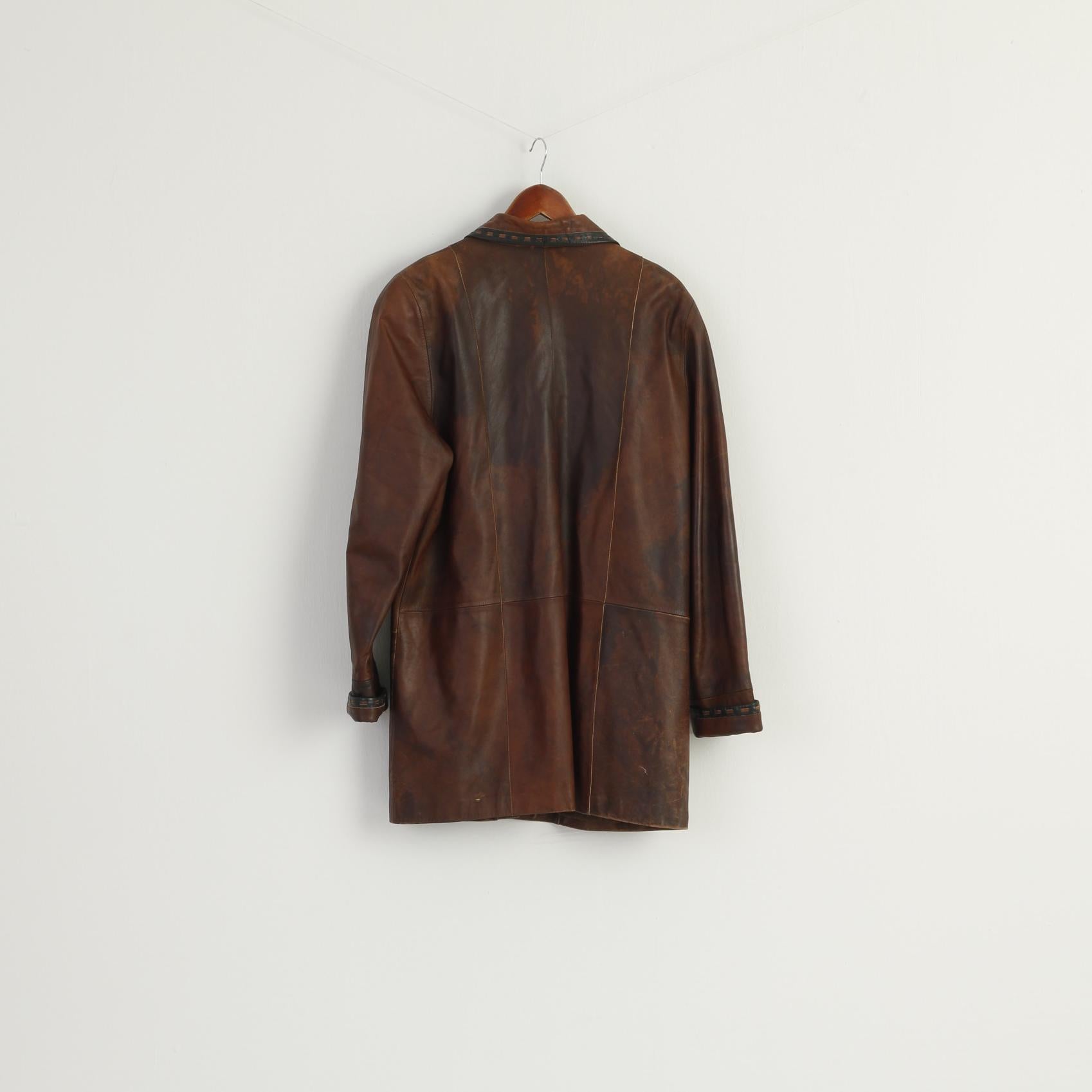 Yergen Women XXL (L) Leather Jacket Brown Country Soft leather Buttoned Western Top